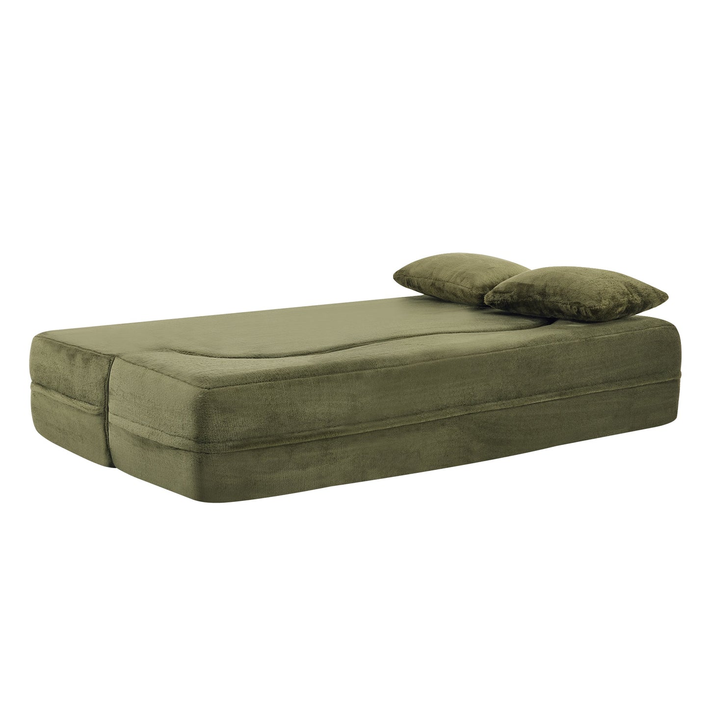 71-inch folding sofa bed, plush futon sofa bed, high-density foam convertible sofa bed, folding floor sofa bed for living room, guest room, bedroom, green