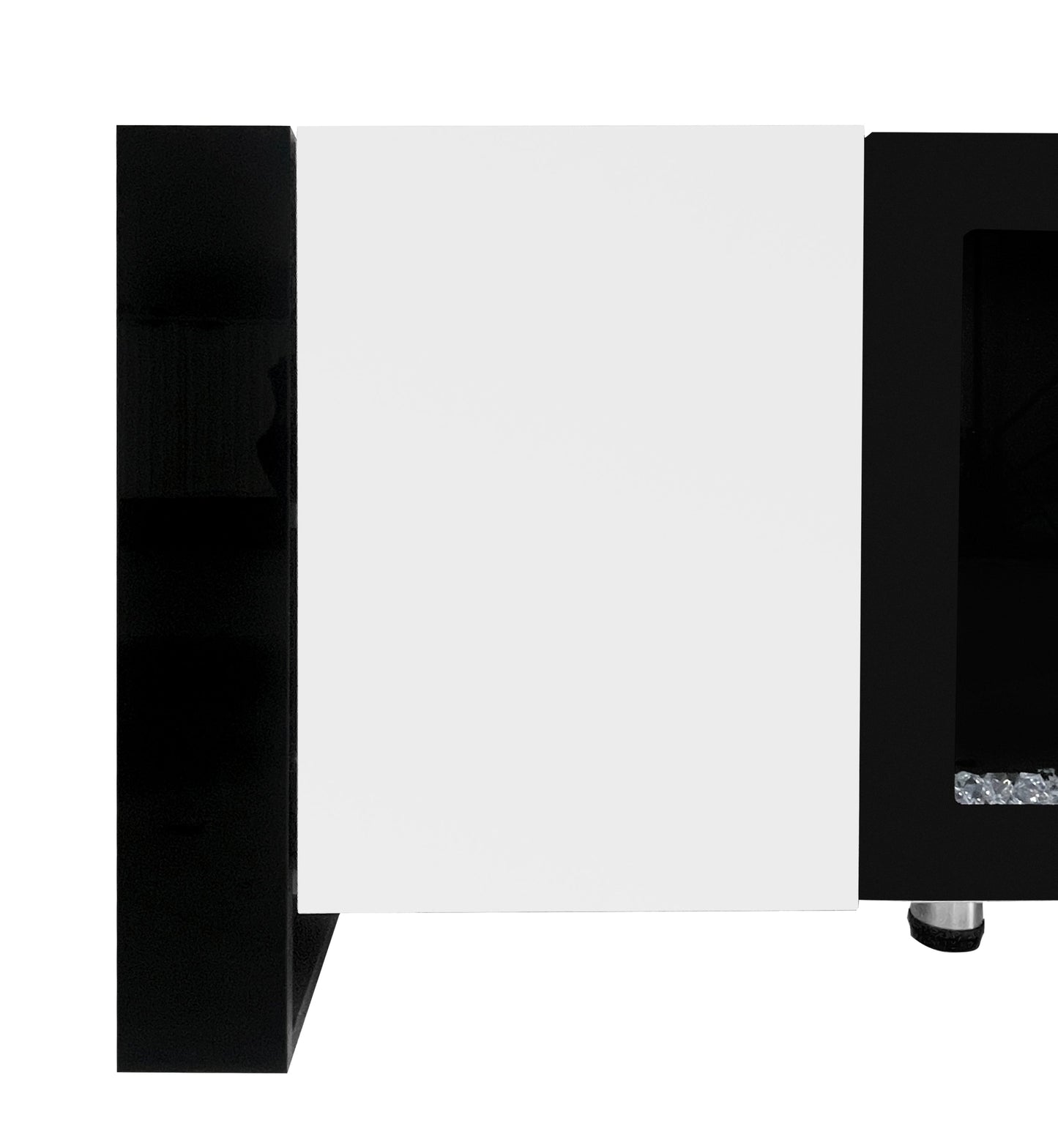 ON-TREND Modern TV Stand with 34.2' Non-heating Electric Fireplace, High Gloss Entertainment Center with 2 Cabinets, Media Console for TVs up to 78', White