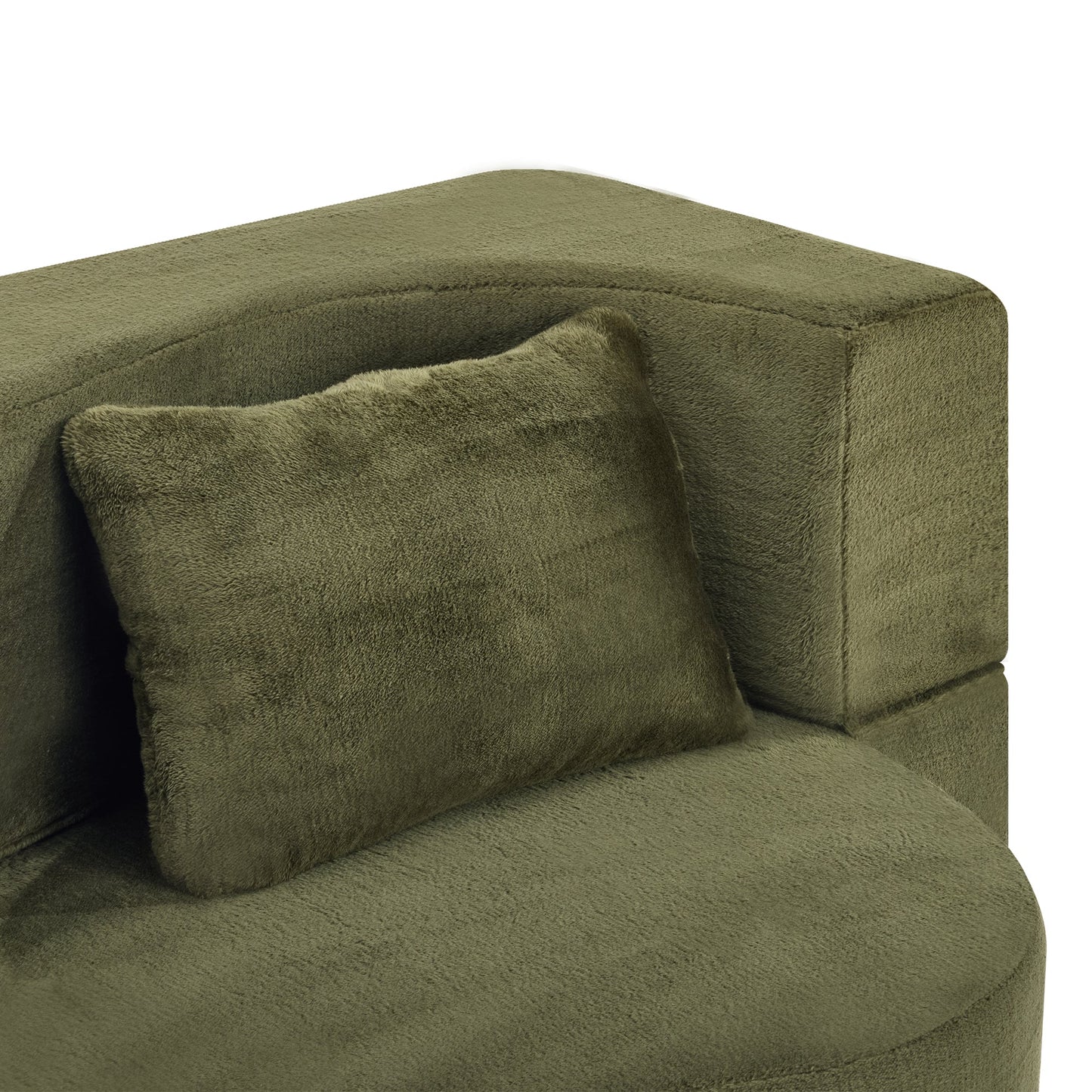 71-inch folding sofa bed, plush futon sofa bed, high-density foam convertible sofa bed, folding floor sofa bed for living room, guest room, bedroom, green