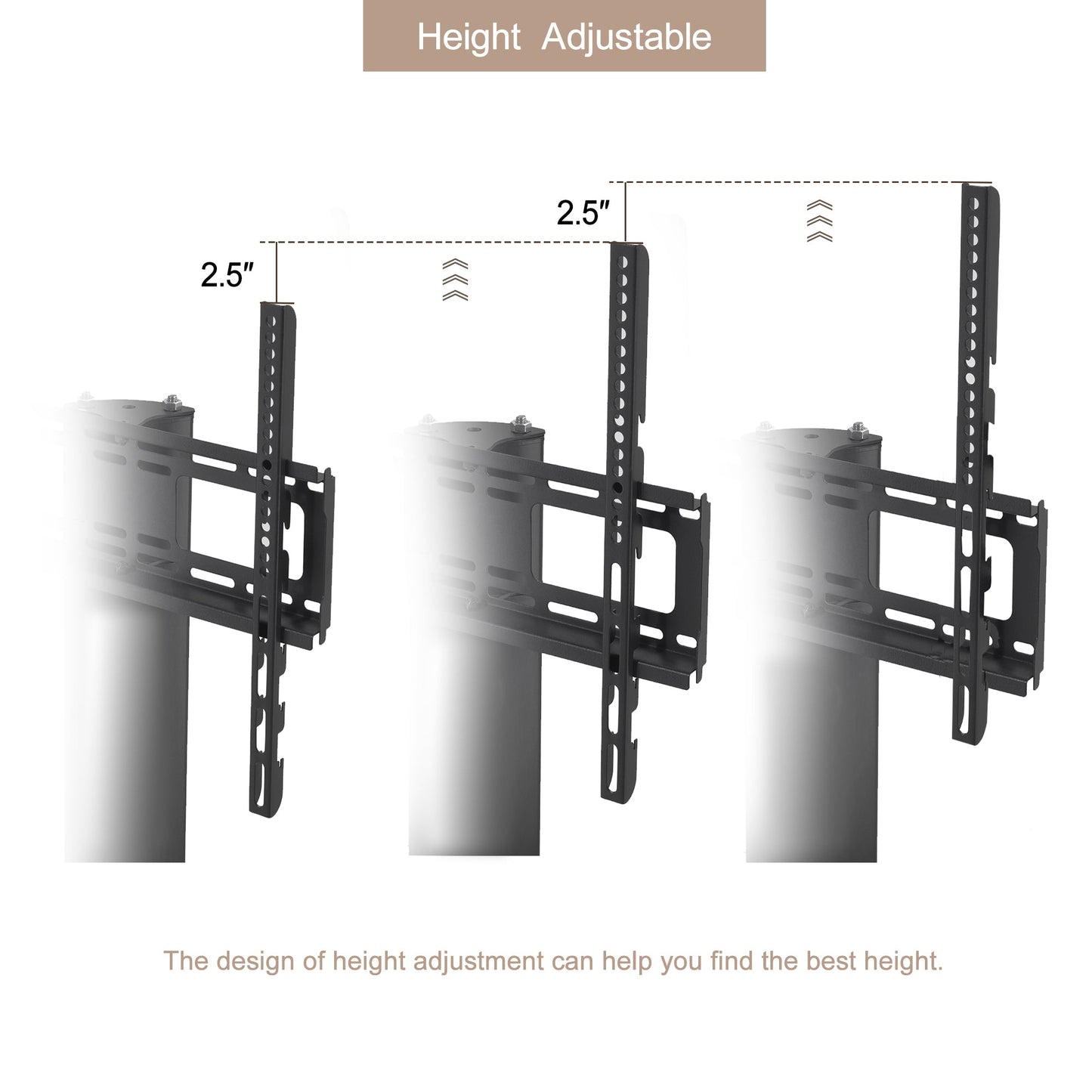 Height and Angle Adjustable Mobile TV Stand with Tempered Glass Shelves and Lockable Wheels, Black Metal Frame, Fits 32-65 Inch TVs