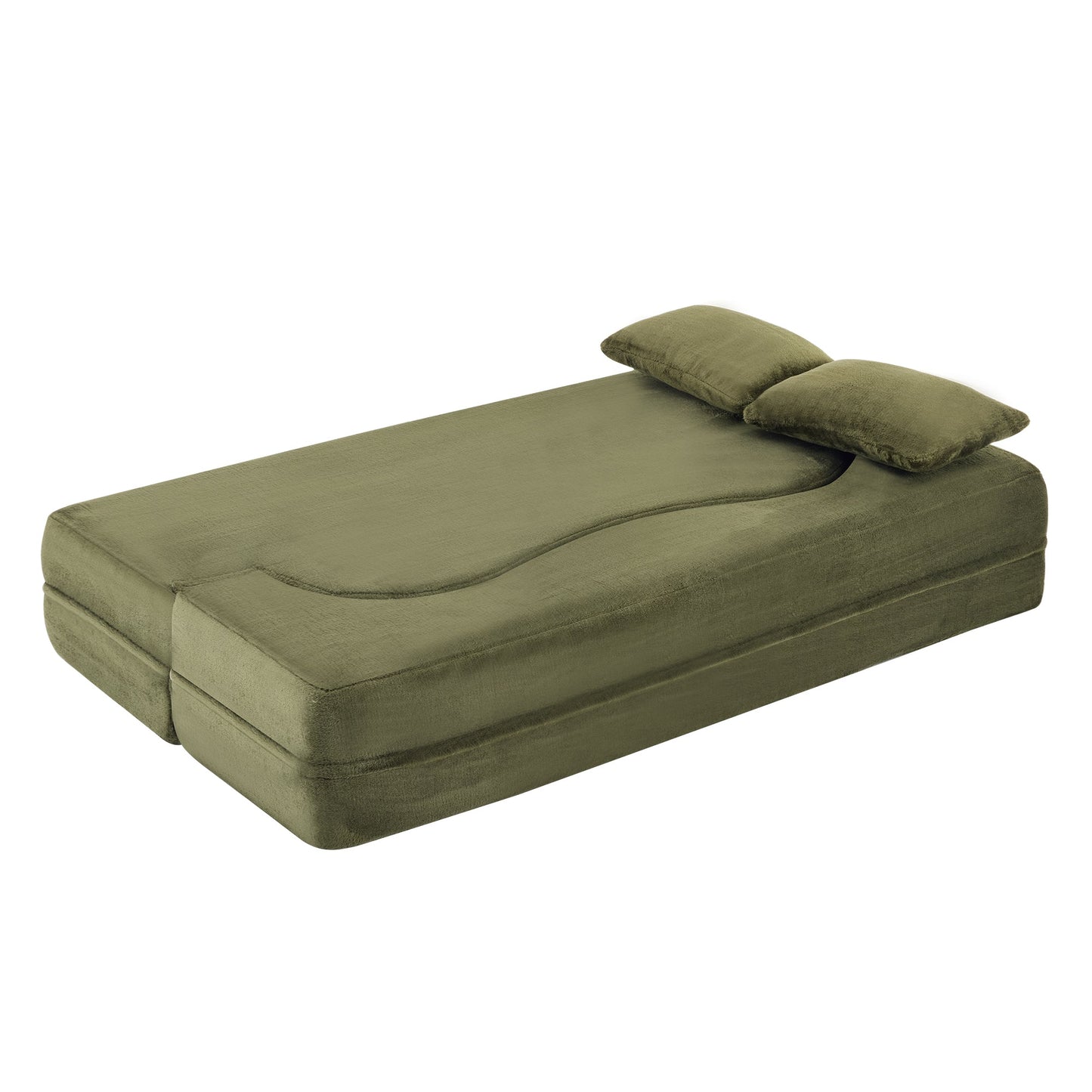 71-inch folding sofa bed, plush futon sofa bed, high-density foam convertible sofa bed, folding floor sofa bed for living room, guest room, bedroom, green