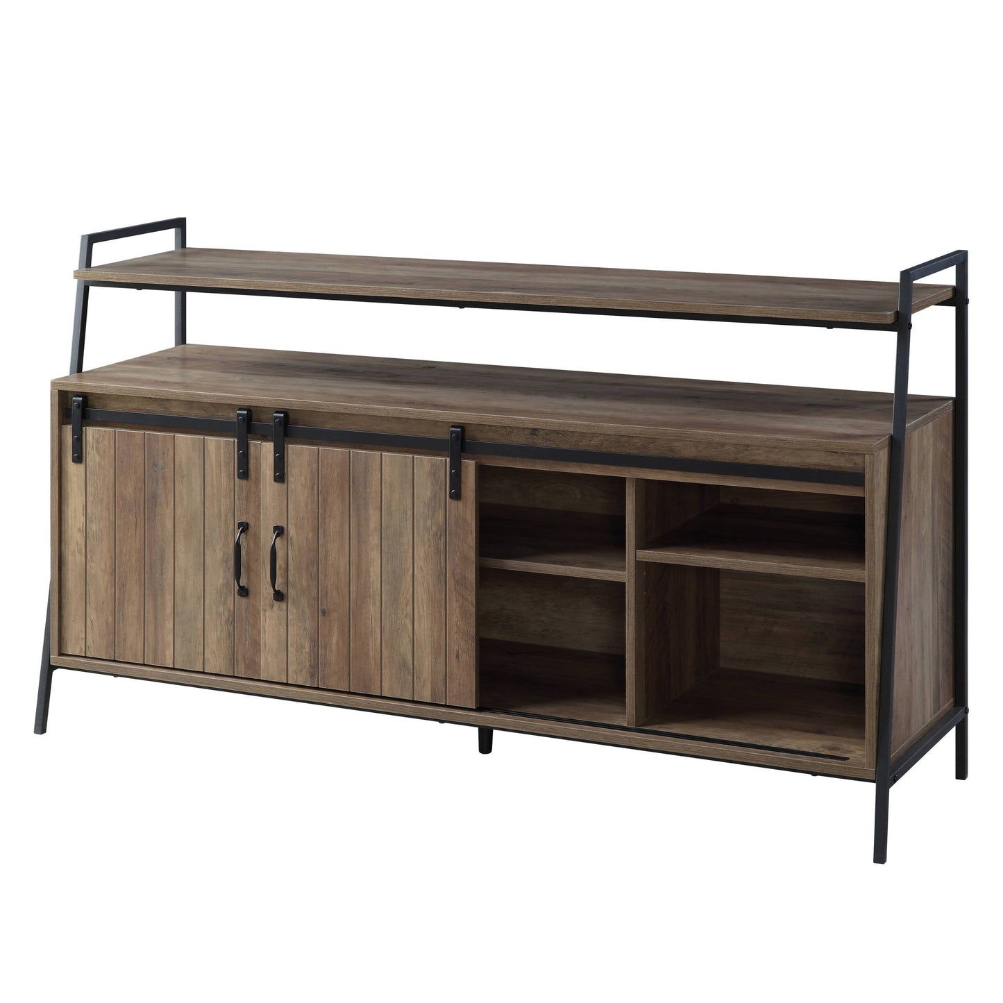 Rashawn Rustic Oak & Black Finish TV Stand