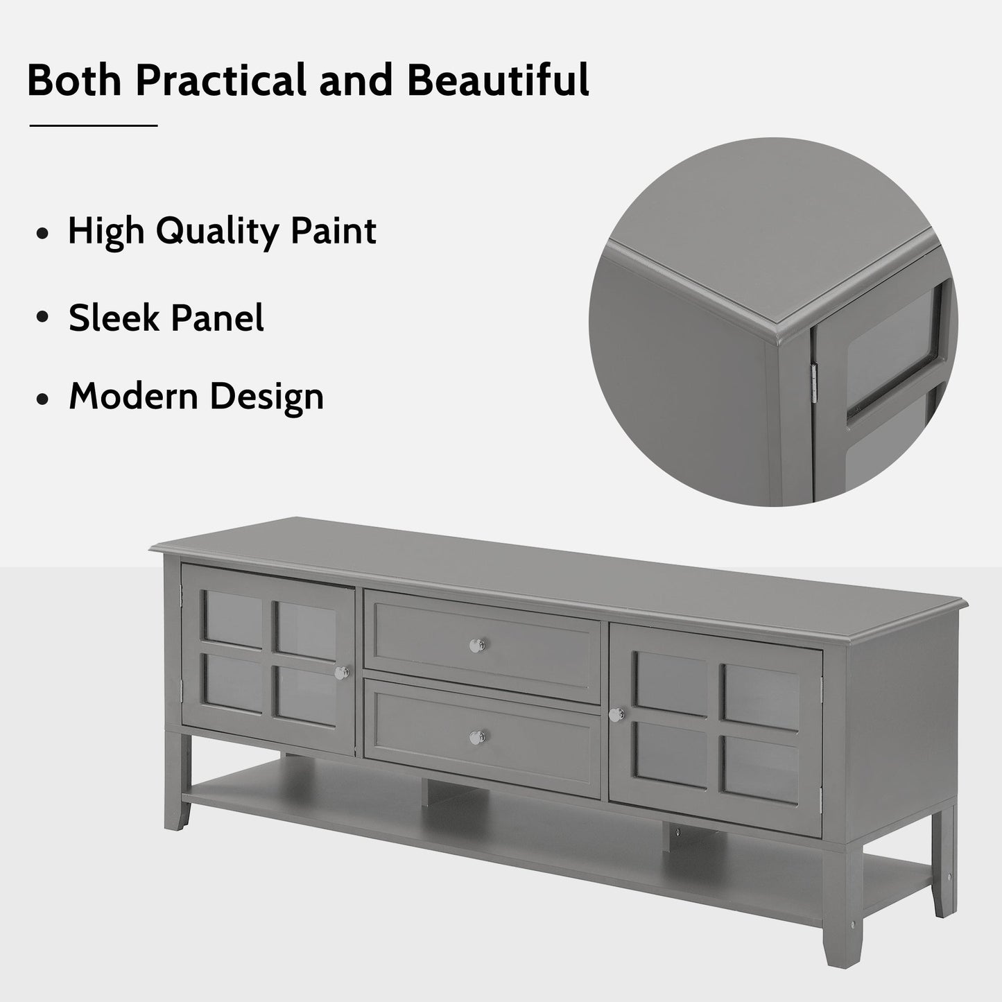 TV Stand for TVs up to 60'', Entertainment Center with Multifunctional Storage Space, TV Cabinet with Modern Design, Media Console for Living Room, Bedroom