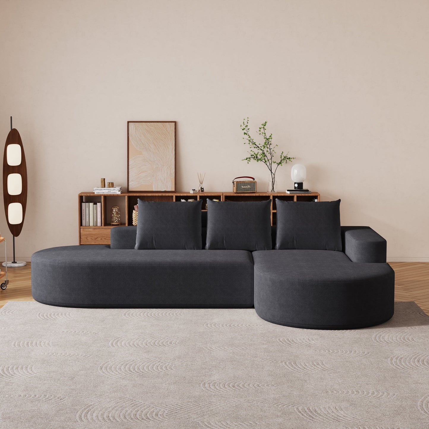 Modern Curved sofa ,Chenille Upholstered Sectional Sofa Couch Set,Modular 108.5' L Shaped Sectional Living Room Sofa Set With 3 Pillows,Free Combination Sofa Couch for Living Room,Bedroom