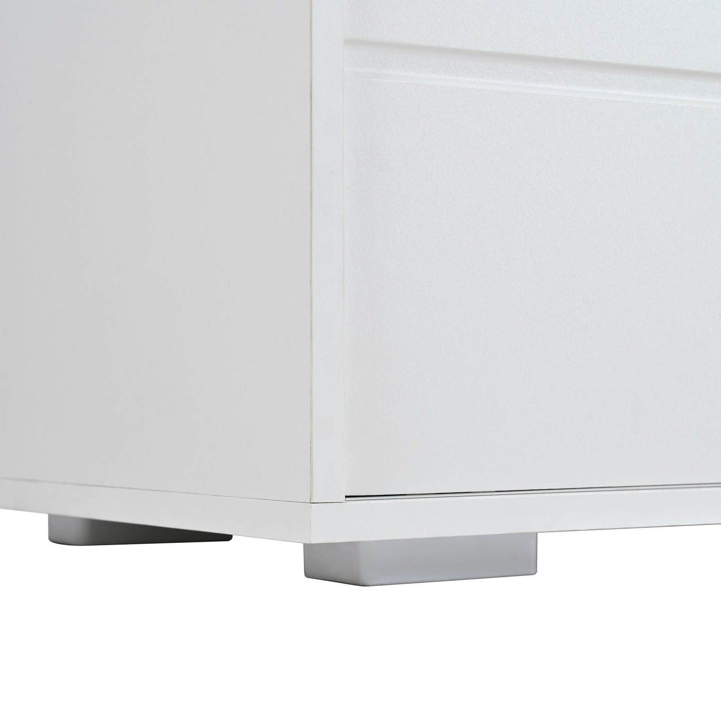 ON-TREND Modern TV Stand with Fluted Glass Door for TVs Up to 100', Media Console with Sliding Door & 2 Drawers, Free-Combination Entertainment Center with LED Light for Living Room, Bedroom, White