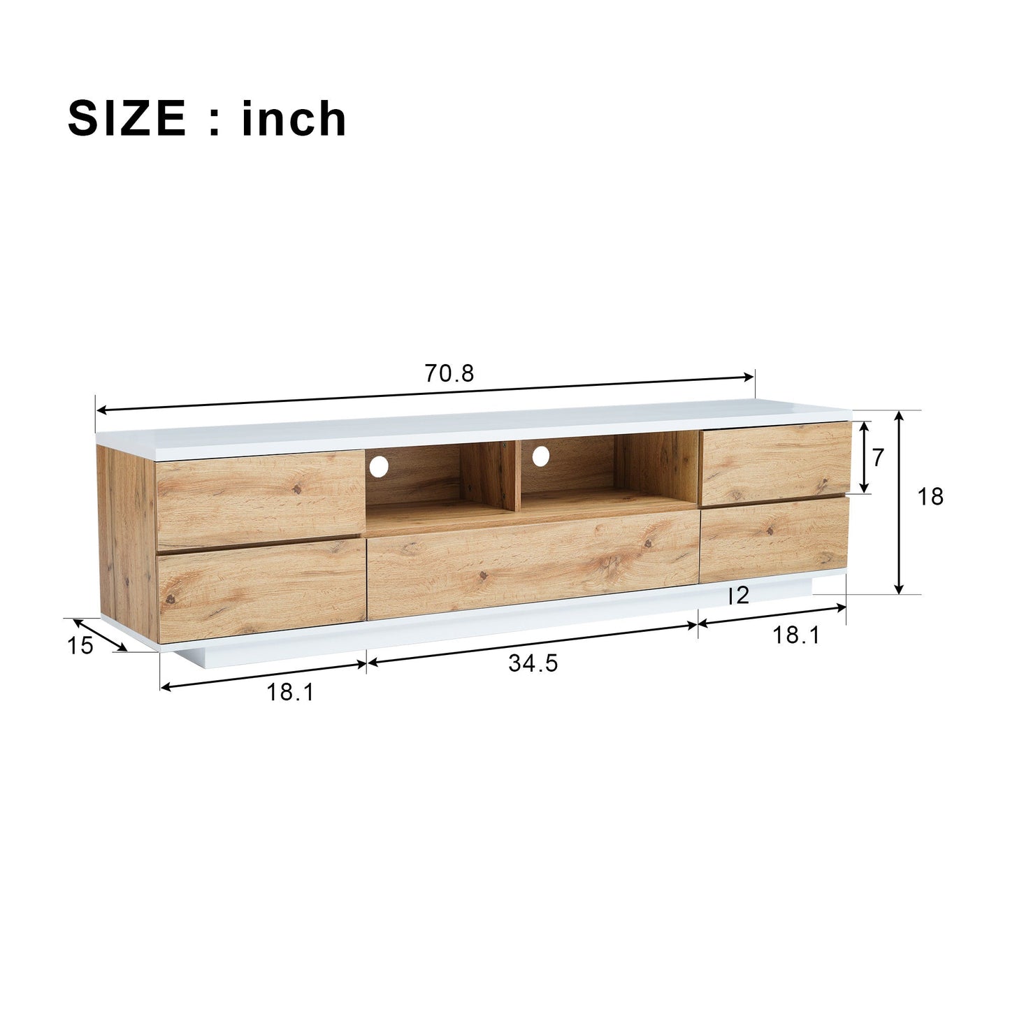 Modern TV stand for TVs up to 80'' , Media Console with Multi-Functional Storage, Entertainment Center with Door Rebound Device, TV cabinet for living room,Bedroom