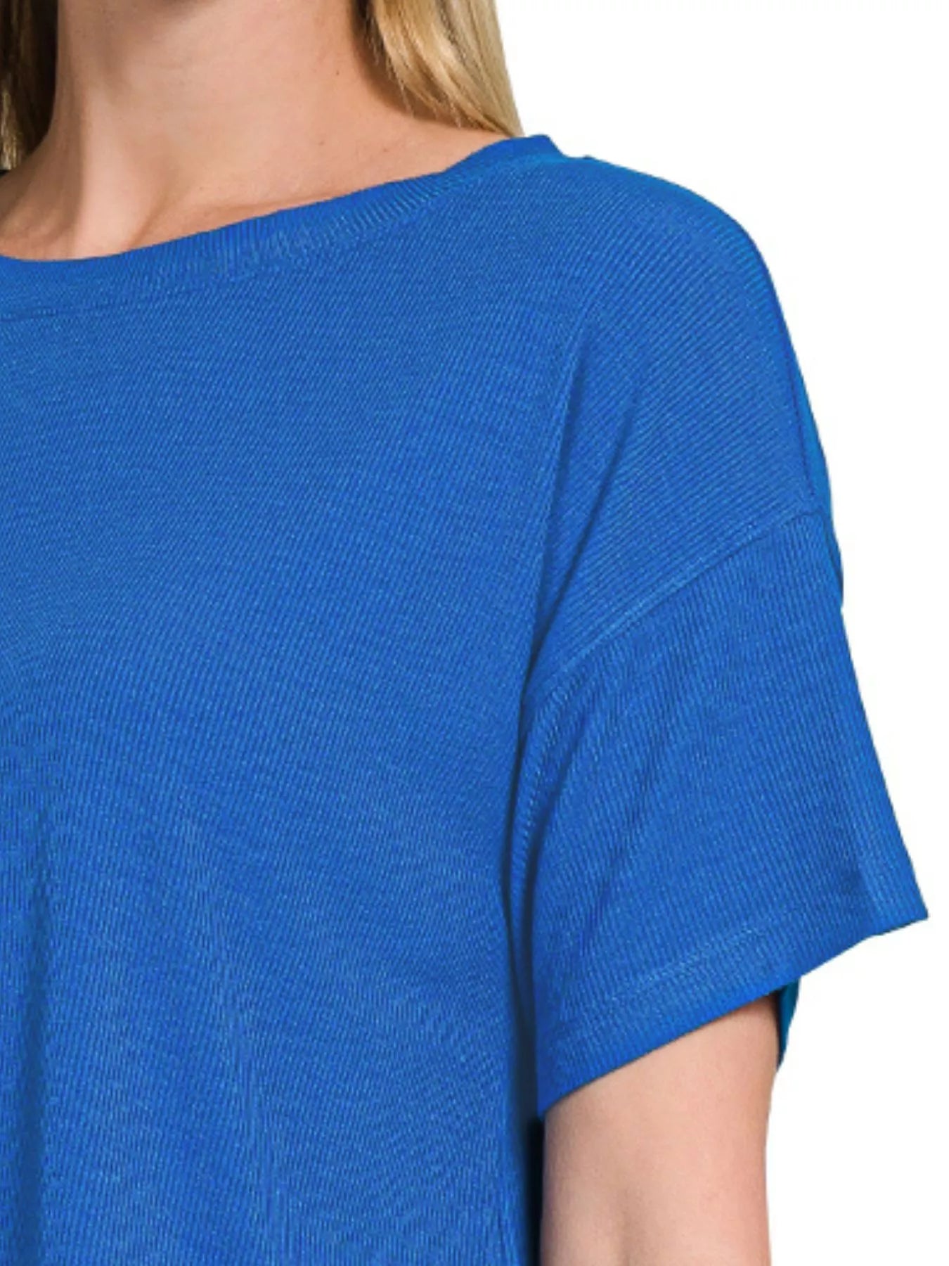 Zenana Ribbed Round-Neck Crop T-Shirt - Lee's Retail