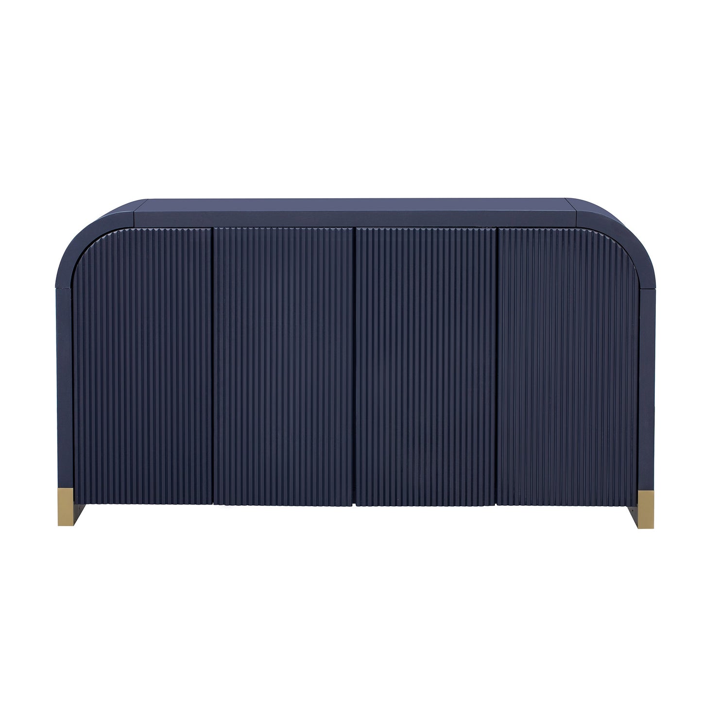 U_STYLE 4-door Curved Corner Design Wavy Door Panel Cabinet with Adjustable Shelves, Suitable for Study, Living Room and Entrance