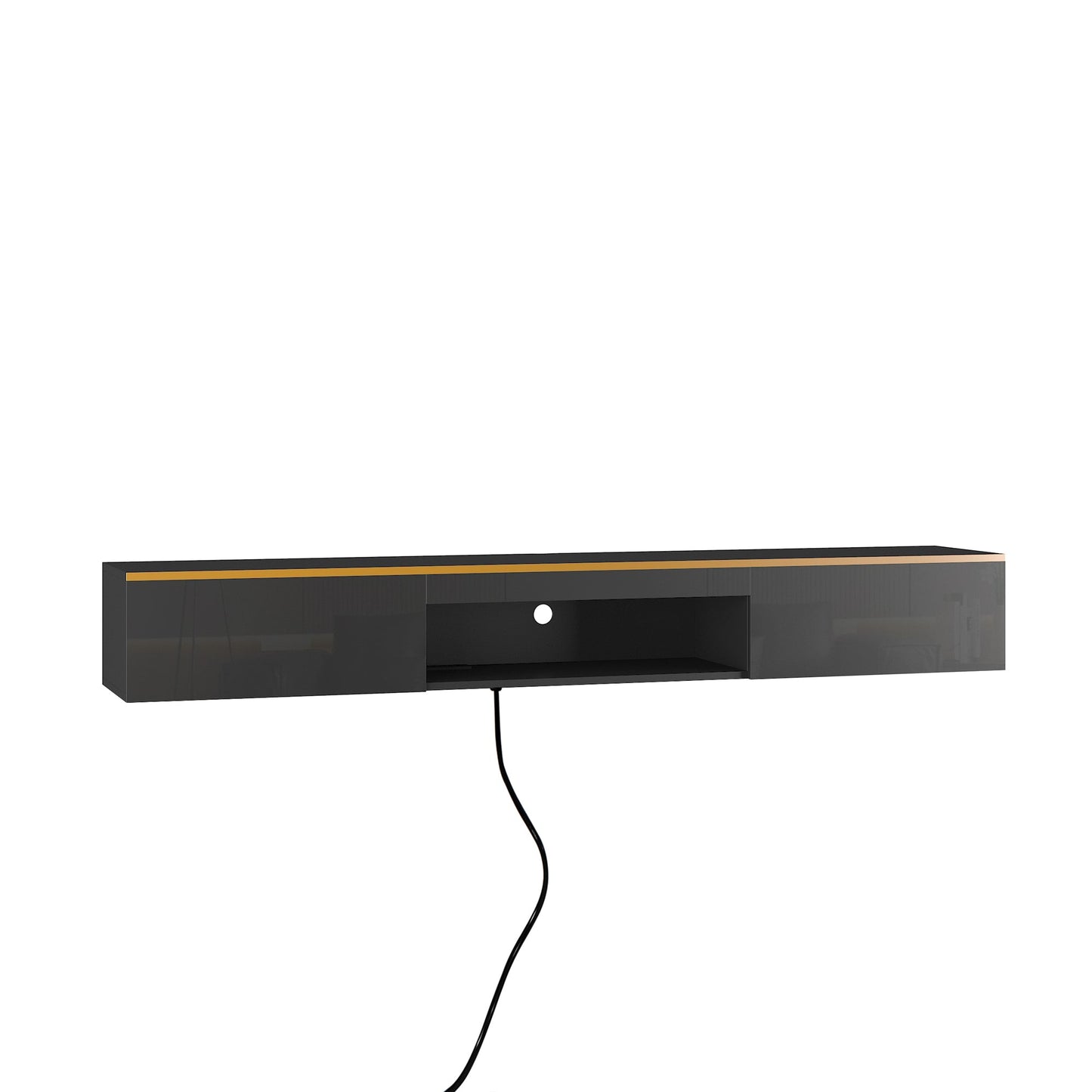 Floating TV Stand Wall Mounted with 16 Color LEDs,69' Modern TV Stand, Floating TV Cabinet Entertainment Center for 55 60 65 Inch TV,Black