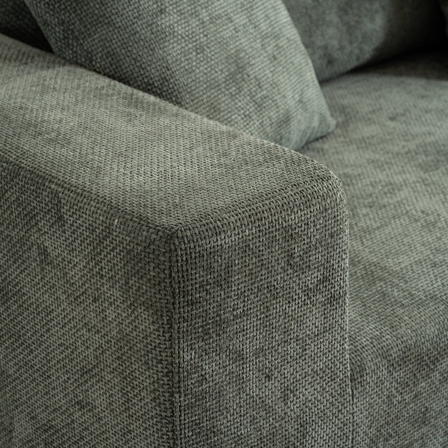 Modular cross-section with L-shaped lounge chair, cloud sofa, living room, bedroom soft cushion sofa - no installation required - chenille fabric (Green)