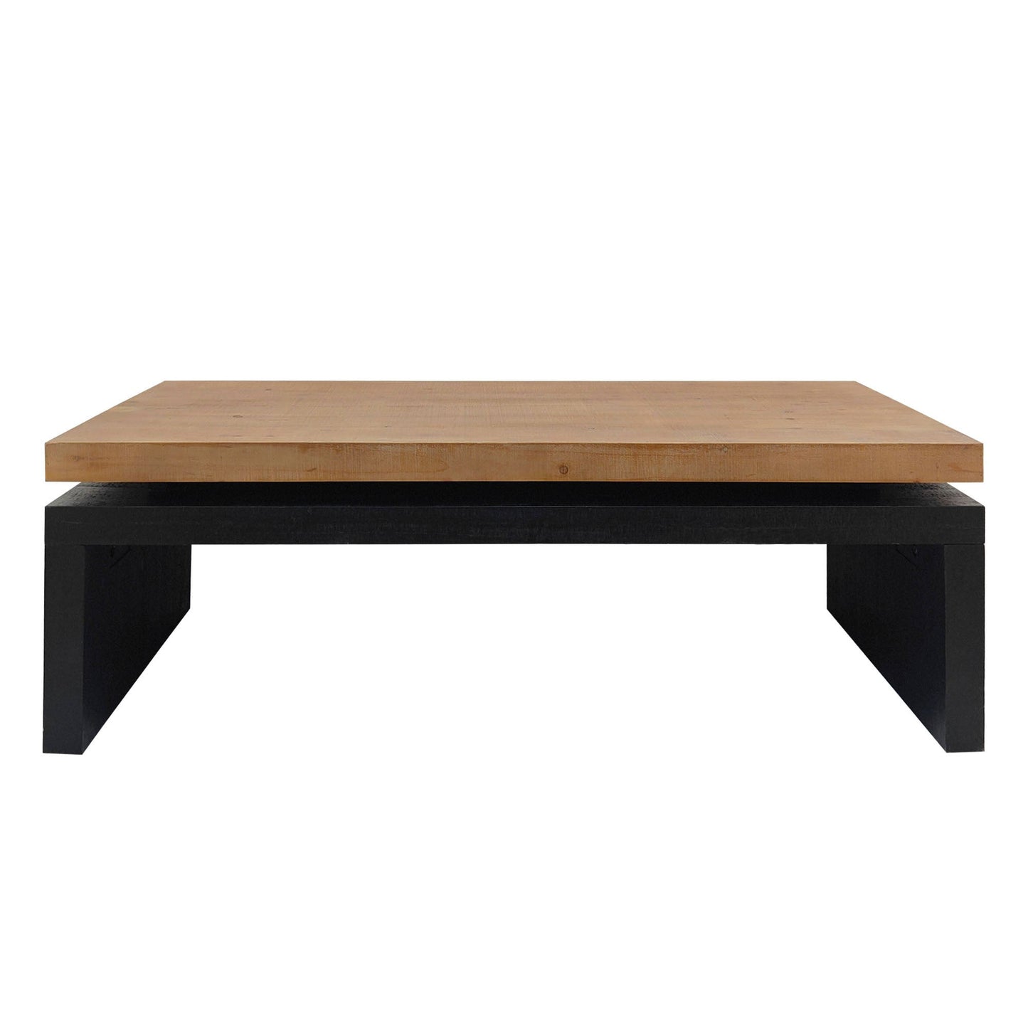 Modern Industrial Coffee Table – Two-Tone Wood Center Table with Floating Top Design 47.6' L * 23.6' W * 16.3' H