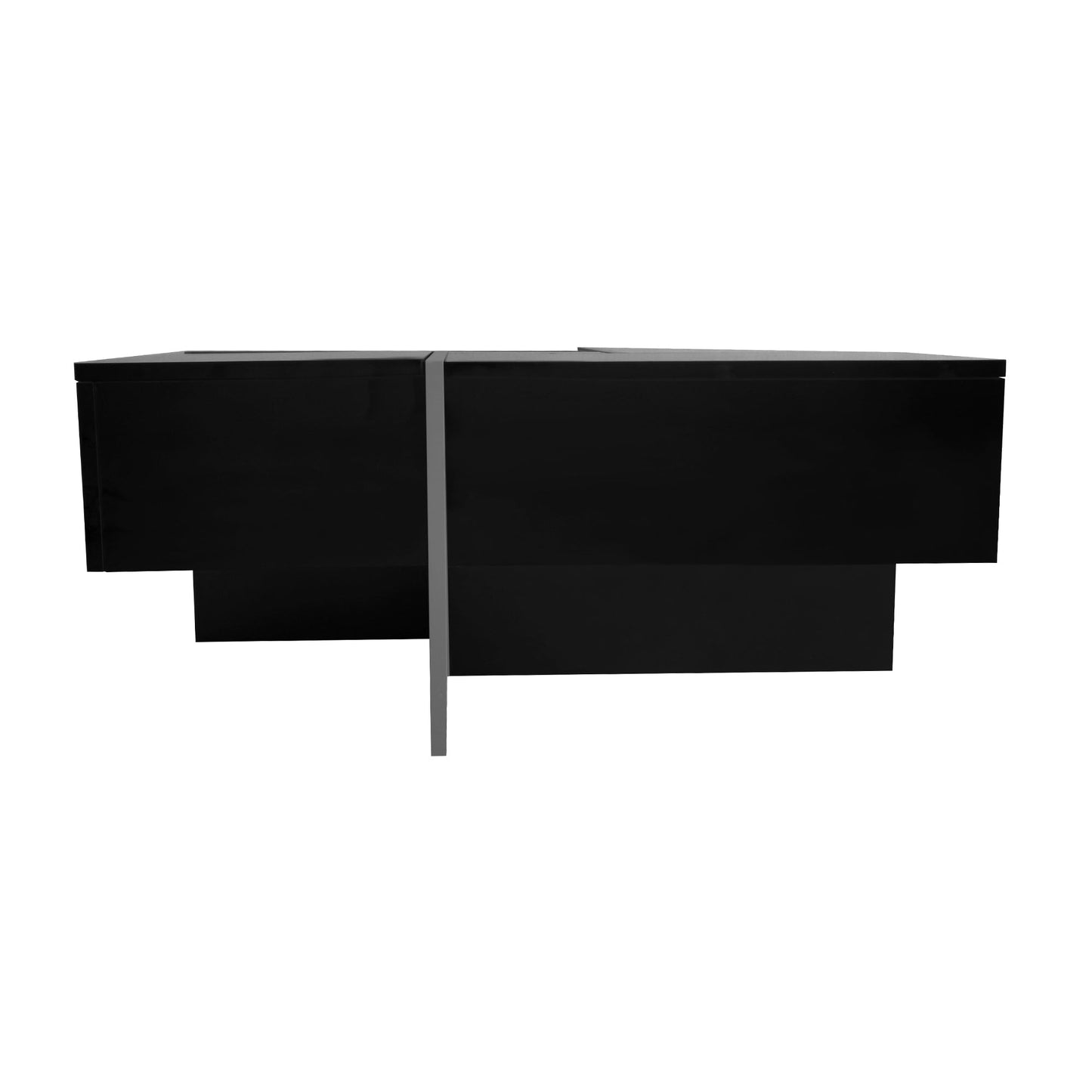ON-TREND Unique Design Coffee Table with 4 Hidden Storage Compartments, Square Cocktail Table with Extendable Sliding Tabletop, UV High-gloss Design Center Table for Living Room, 31.5'x 31.5'