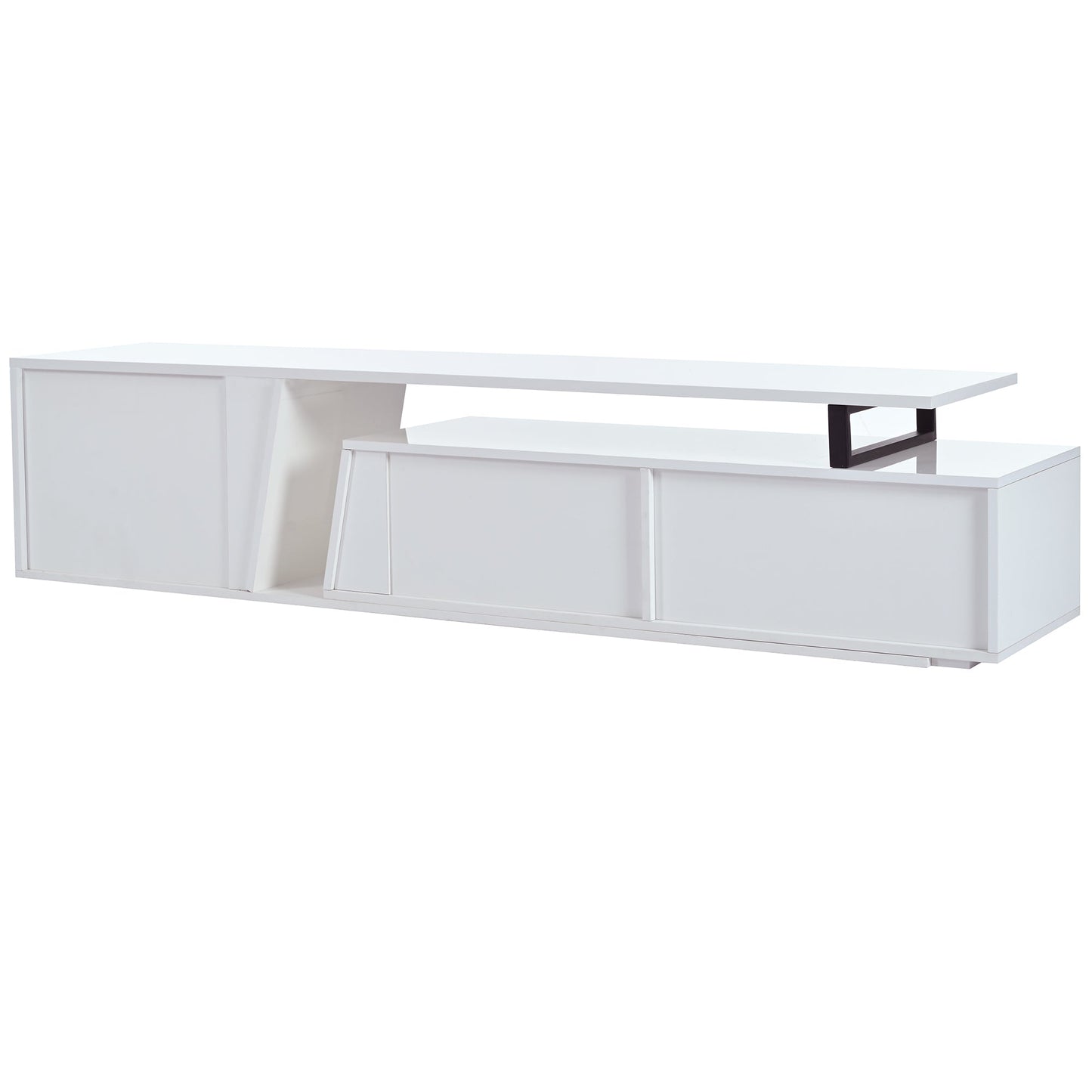 U-Can Modern, Minimalist Rectangle Extendable TV Stand, TV Cabinet with 2 Drawers and 1 Cabinet for Living Room, Up to 100''