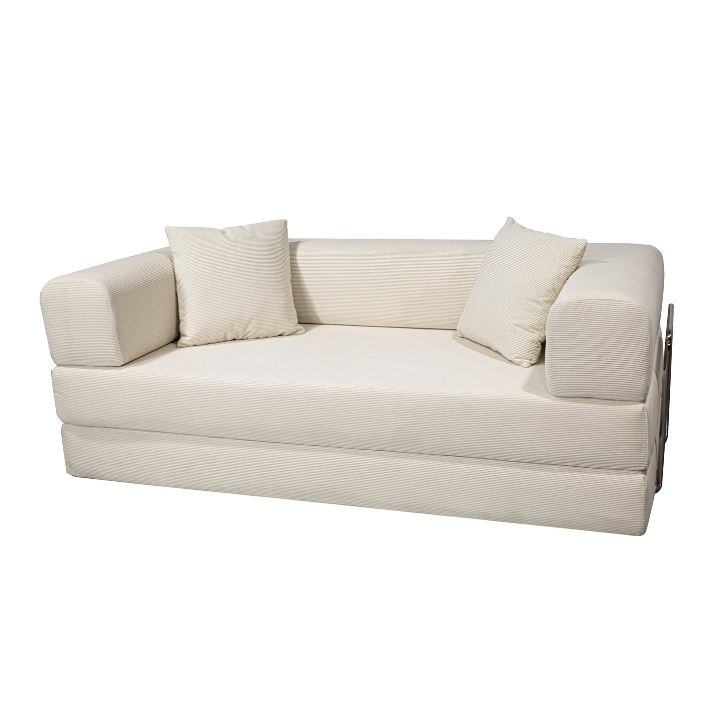 Double sofa, sofa bed, multifunctional compression sofa, wide body sofa, pure sponge sofa, fine striped velvet fabric sofa