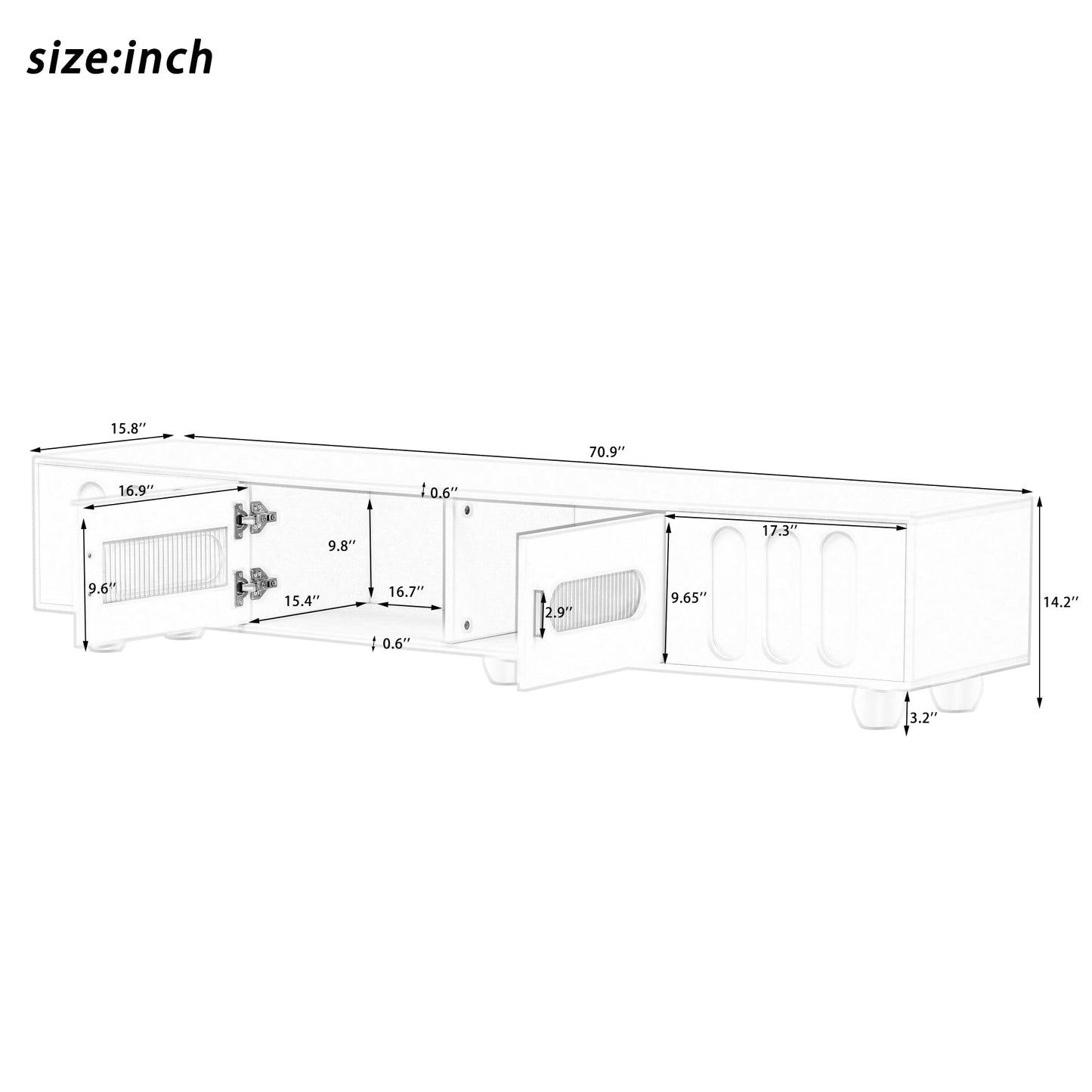 U-Can Modern TV Stand for TVs up to 80 Inches, Entertainment Center with Glass Door, TV Storage Cabinet with Solid Wood Legs and Metal Handles for Living room(OLD SKU:WF323694AAK )