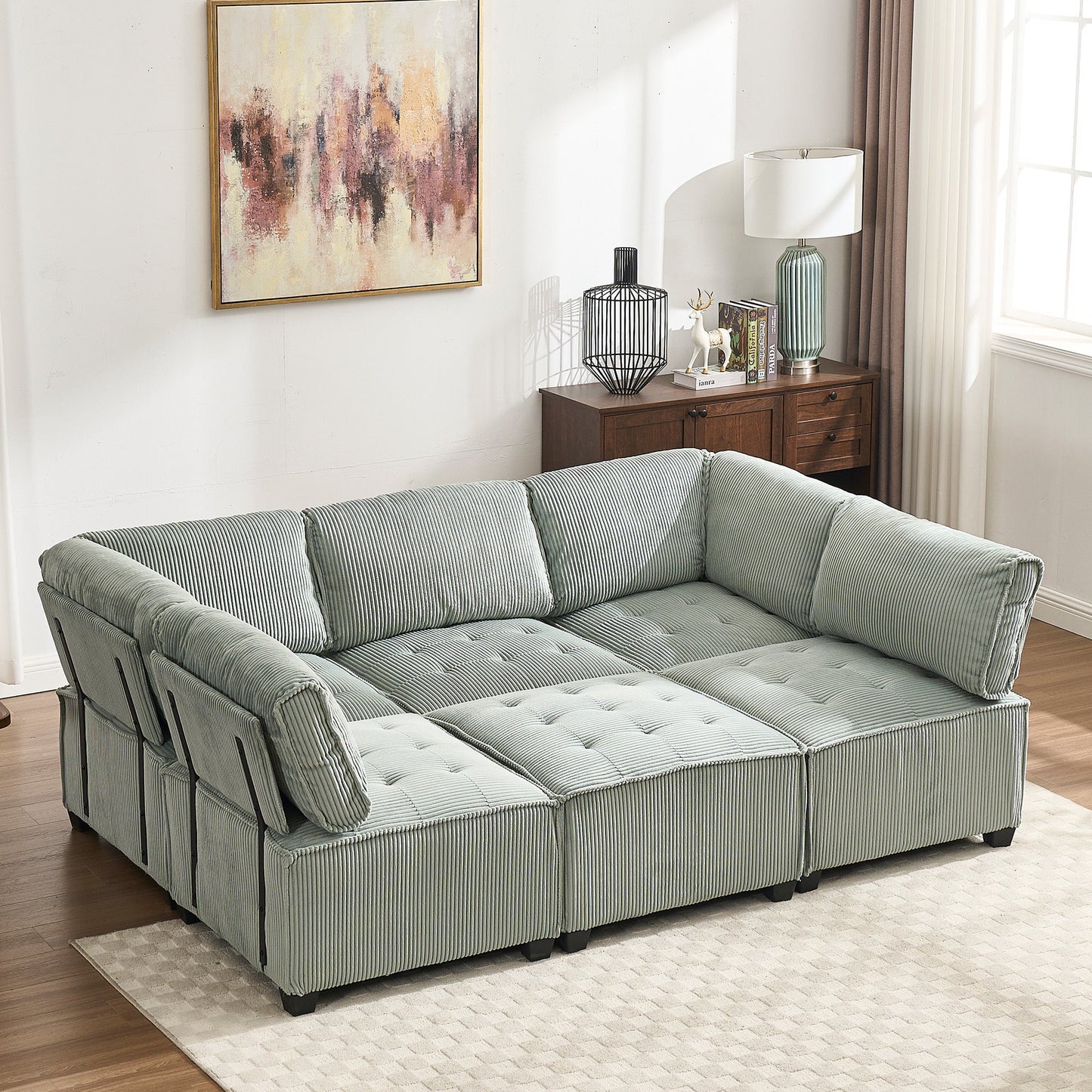 UNITED WE WIN Modular Sectional Sofa U Shaped Modular Couch with Reversible Chaise Modular Sofa Sectional Couch,6- Seat Convertible Sofa,Fit for Living Room