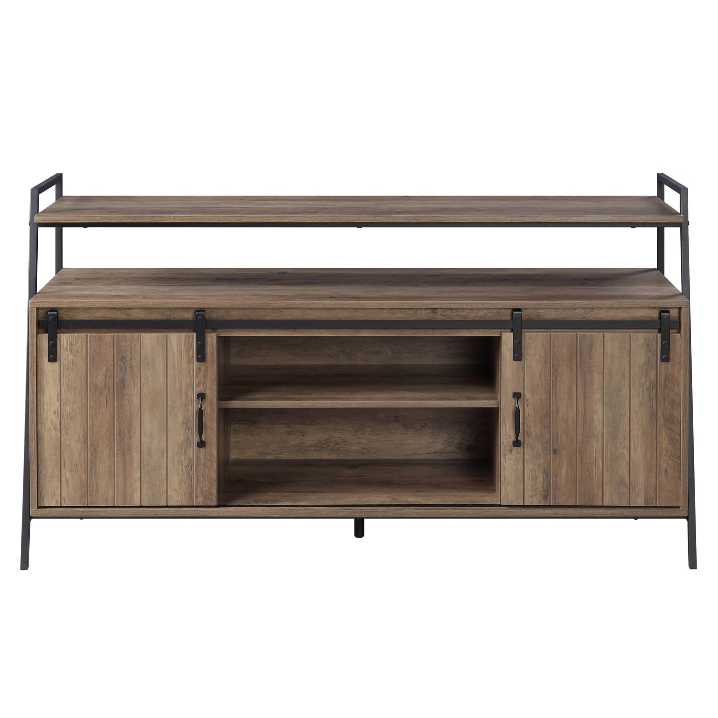 Rashawn Rustic Oak & Black Finish TV Stand