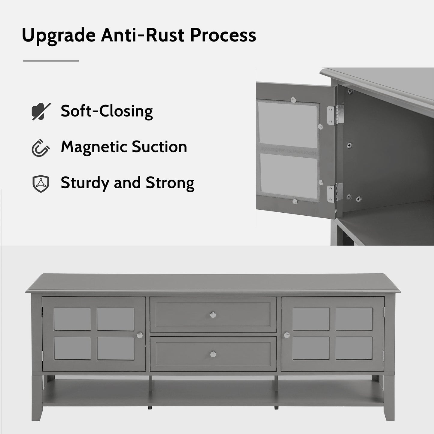 TV Stand for TVs up to 60'', Entertainment Center with Multifunctional Storage Space, TV Cabinet with Modern Design, Media Console for Living Room, Bedroom