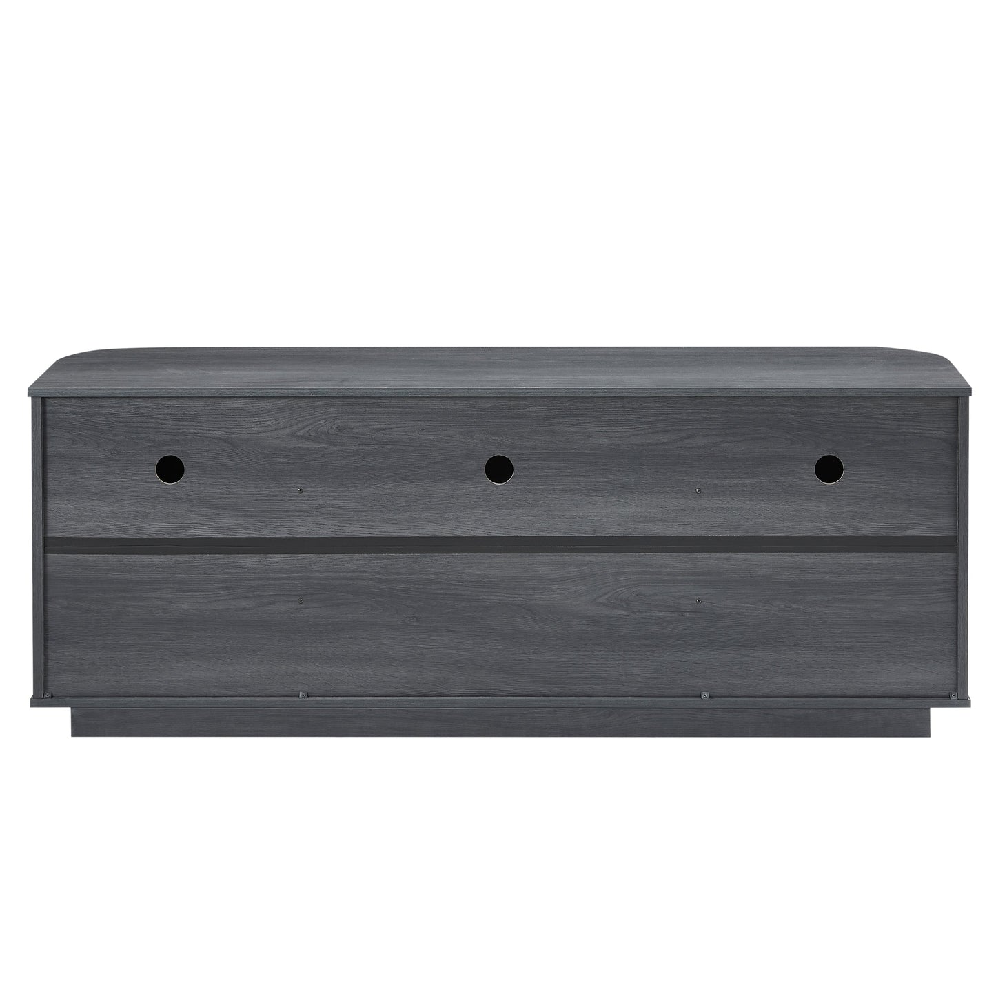 Modern 64-Inch Wavy TV Cabinet with LED Lights, Black, Particleboard and MDF, 64''W x 15''D x 24''H