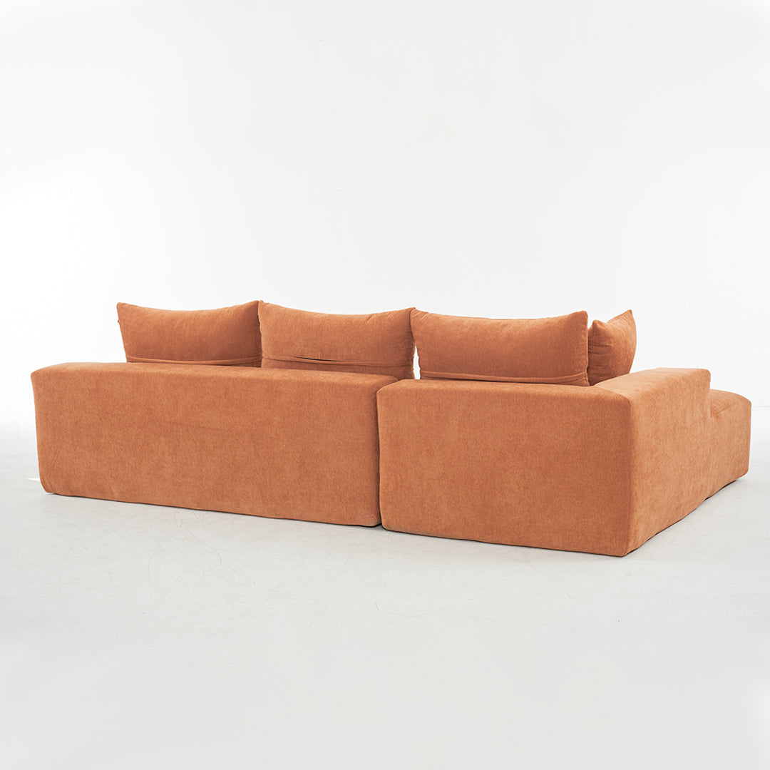108*68 inch extra-deep modular sofa, cloud sofa, 4-person sofa, sitting and sleeping, living room Chenille modular sofa, no need to assemble, orange