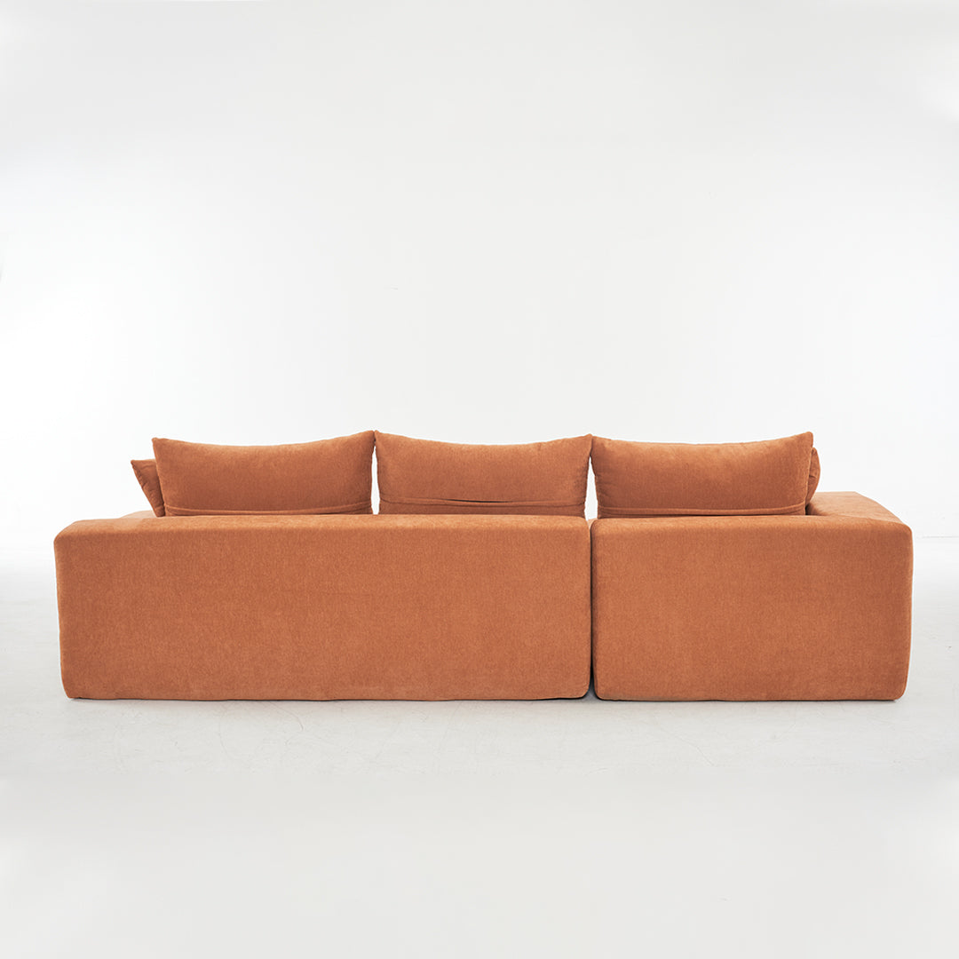 108*68 inch extra-deep modular sofa, cloud sofa, 4-person sofa, sitting and sleeping, living room Chenille modular sofa, no need to assemble, orange