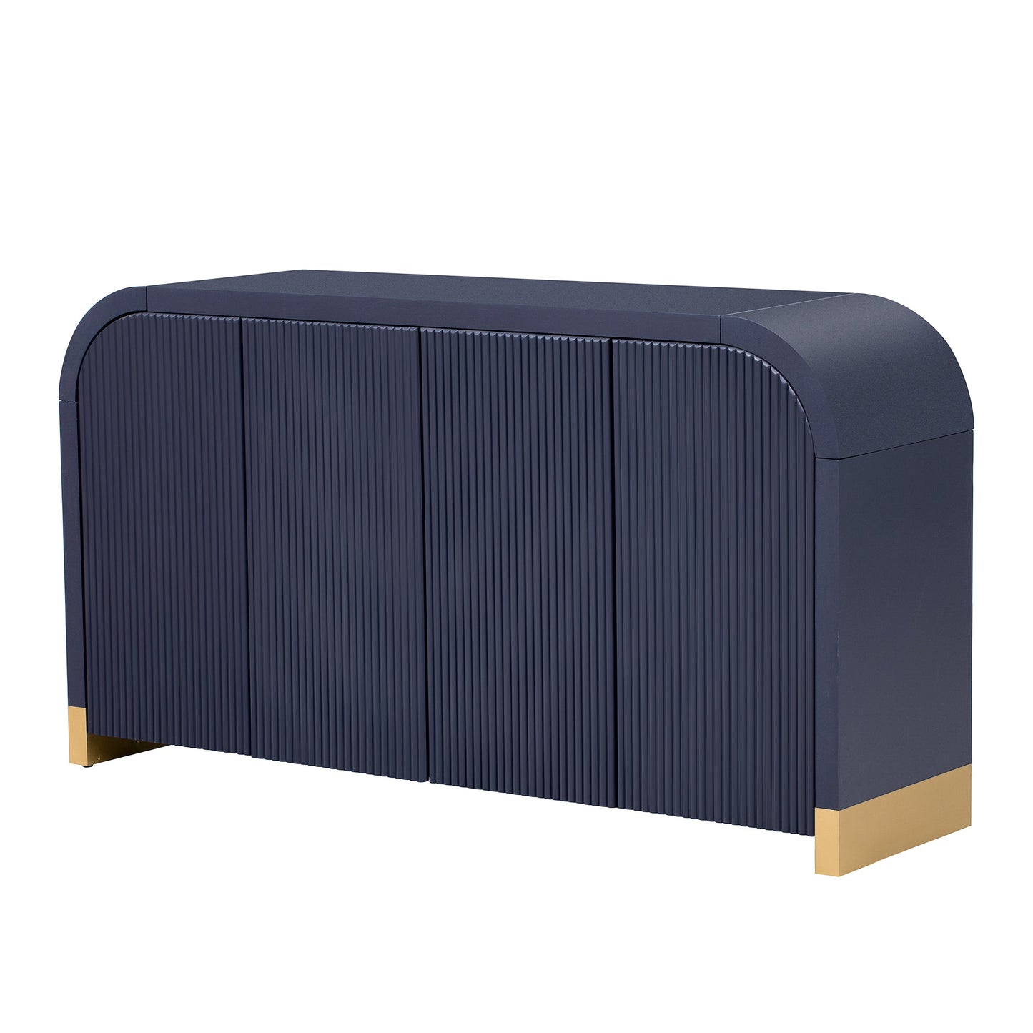 U_STYLE 4-door Curved Corner Design Wavy Door Panel Cabinet with Adjustable Shelves, Suitable for Study, Living Room and Entrance