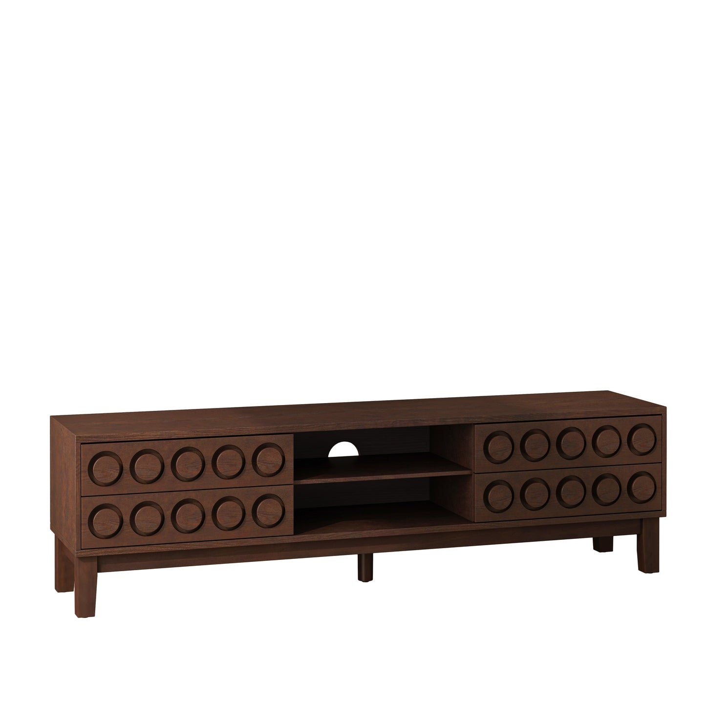 TV Stand for TVs up to 75', Media Console with 4 Drawers, Entertainment Center with Storage for Living Room and Bedroom(Dark Brown)