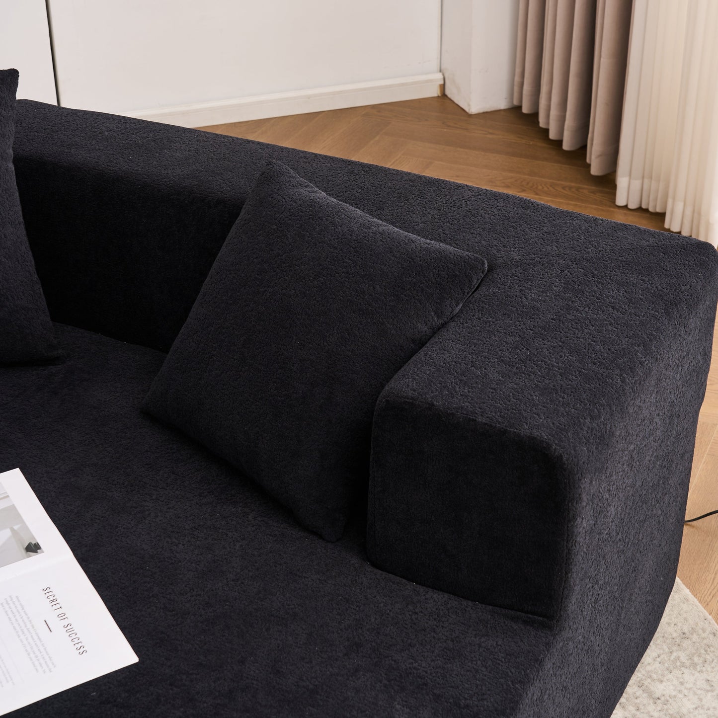 Memory Foam Couch, No Installation & Easy to Transport, Deep Seat Modern Sofa with Chenille Fabric, Couch for Living Room, Bedroom, Apartment, Home Office