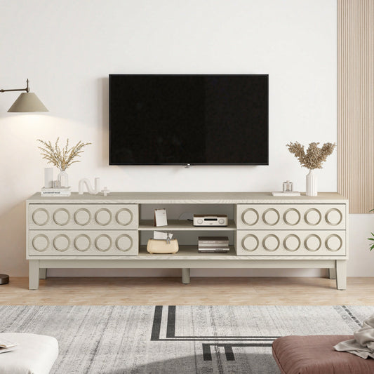 TV Stand for TVs up to 75', Media Console with 4 Drawers, Entertainment Center with Storage for Living Room and Bedroom(White)