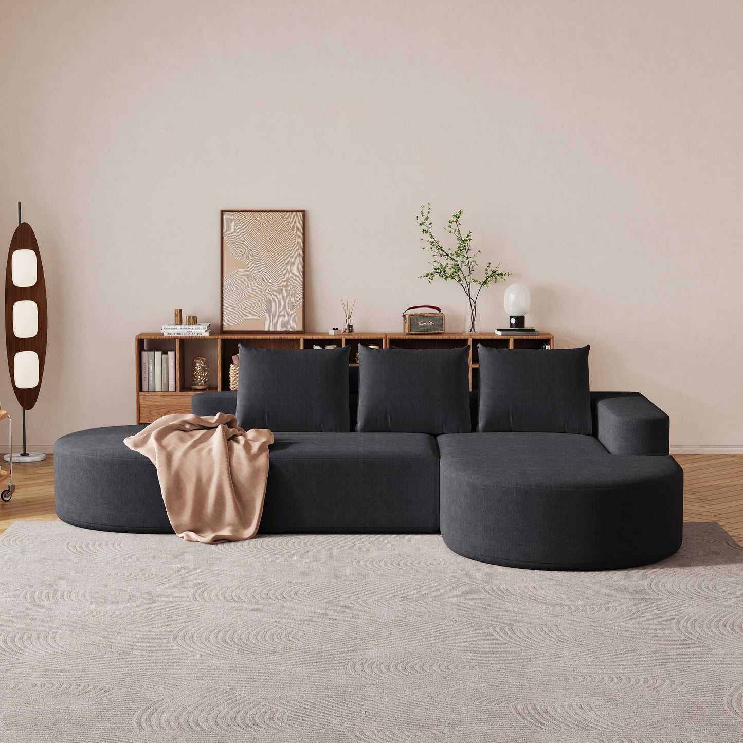 Modern Curved sofa ,Chenille Upholstered Sectional Sofa Couch Set,Modular 108.5' L Shaped Sectional Living Room Sofa Set With 3 Pillows,Free Combination Sofa Couch for Living Room,Bedroom