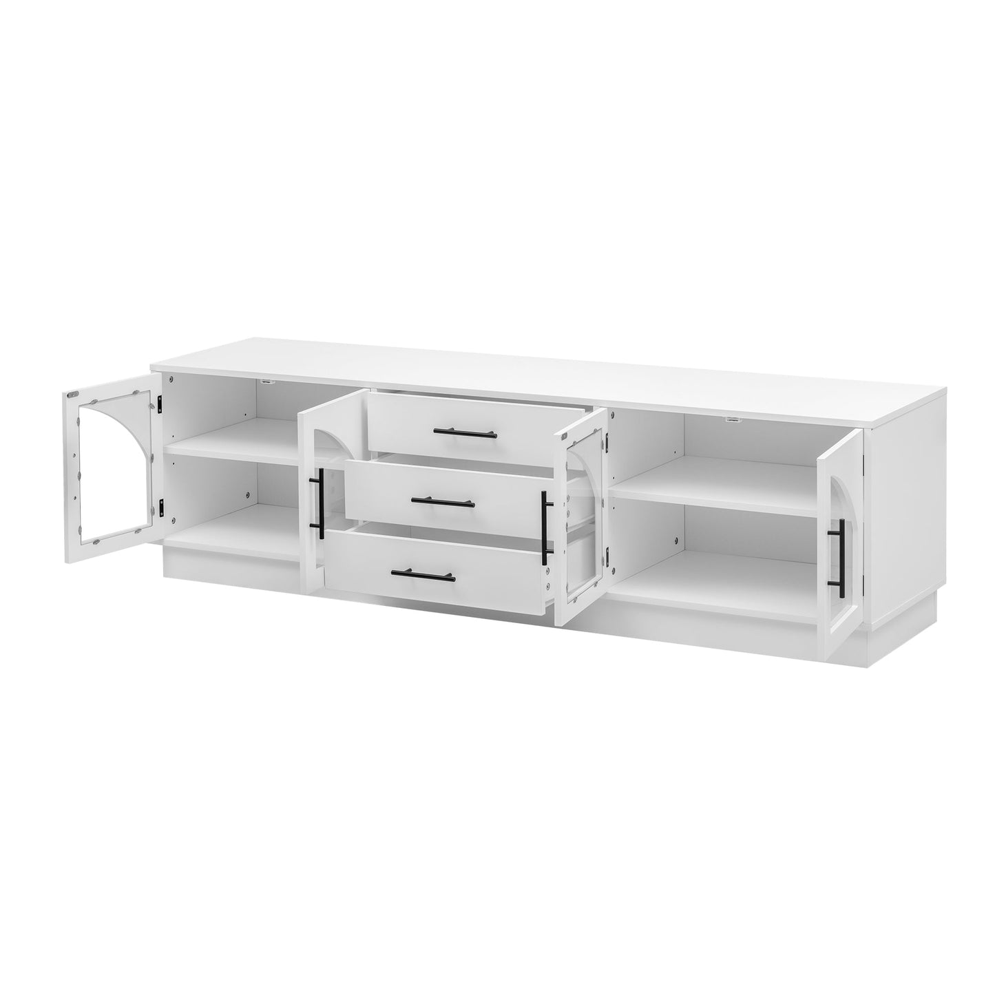U-Can 68.9'' Modern Minimalist TV Stand for TVs up to 75 Inches, Entertainment Center Media Console Cabinet with Adjustable Shelves for Living room
