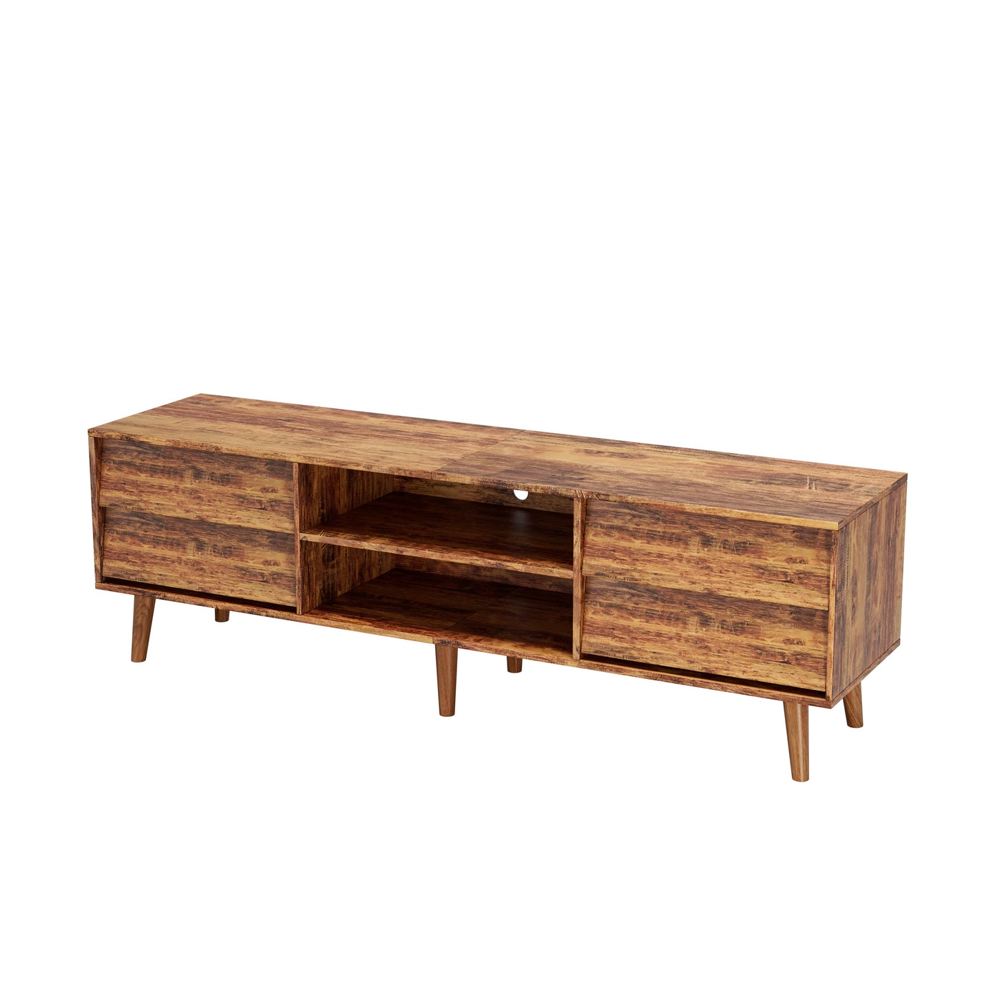 63 Inch TV Stand Features Vintage-style and Bevel Design, TV Stand with Drawers, Entertainment Center for Living Room Bedroom, TV Media Console