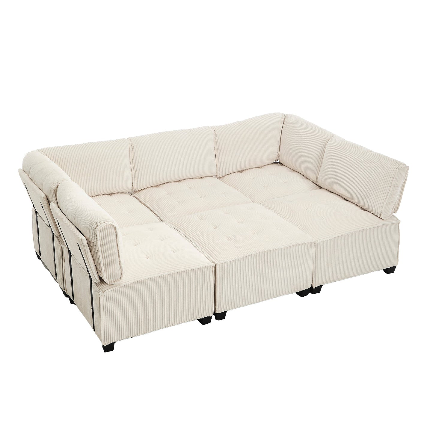 UNITED WE WIN Modular Sectional Sofa U Shaped Modular Couch with Reversible Chaise Modular Sofa Sectional Couch,6- Seat Convertible Sofa,Fit for Living Room
