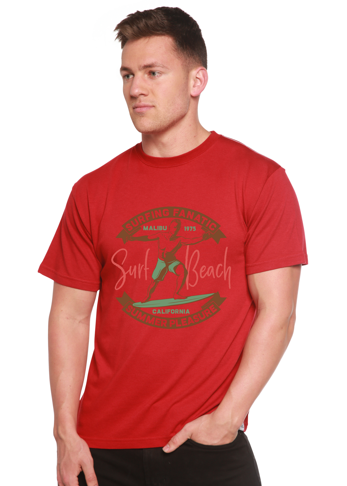 Surf Beach Men's Bamboo Viscose/Organic Cotton Short Sleeve Graphic T-Shirt