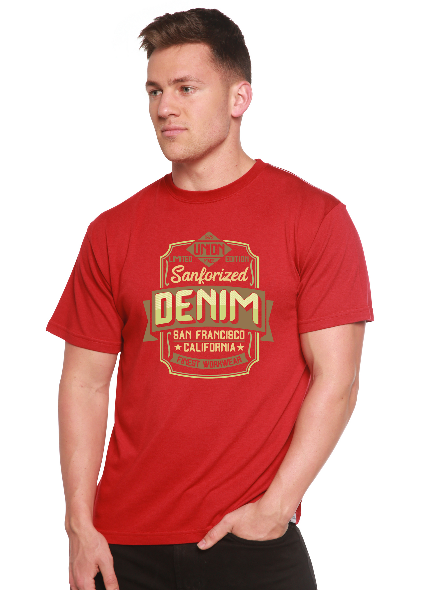 Sanforized Denim Men's Bamboo Viscose/Organic Cotton Short Sleeve Graphic T-Shirt