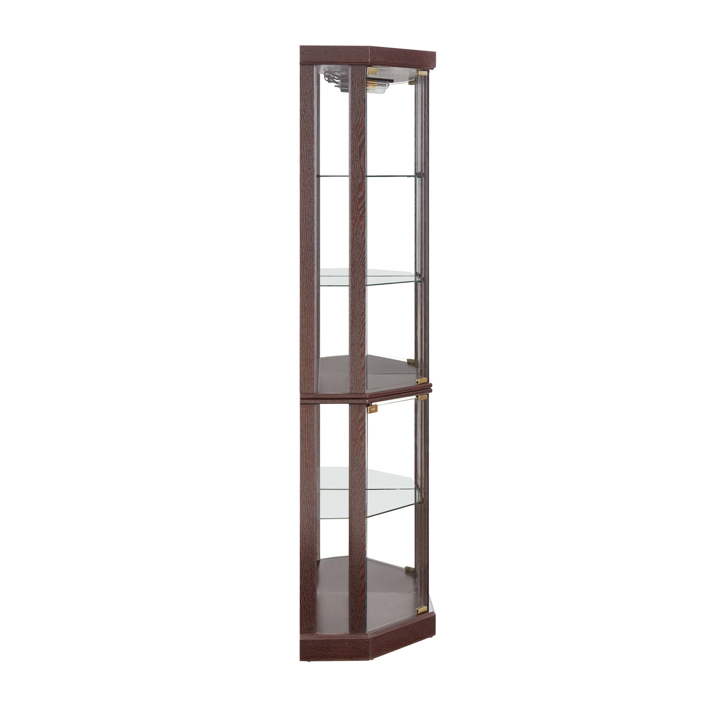 Lighted Corner Curio Cabinet - Elegant Glass Display Case for Living Room & Bar Storage - Perfect for Antique Collections & Wine - Includes Built-in Lighting - Dark Cherry