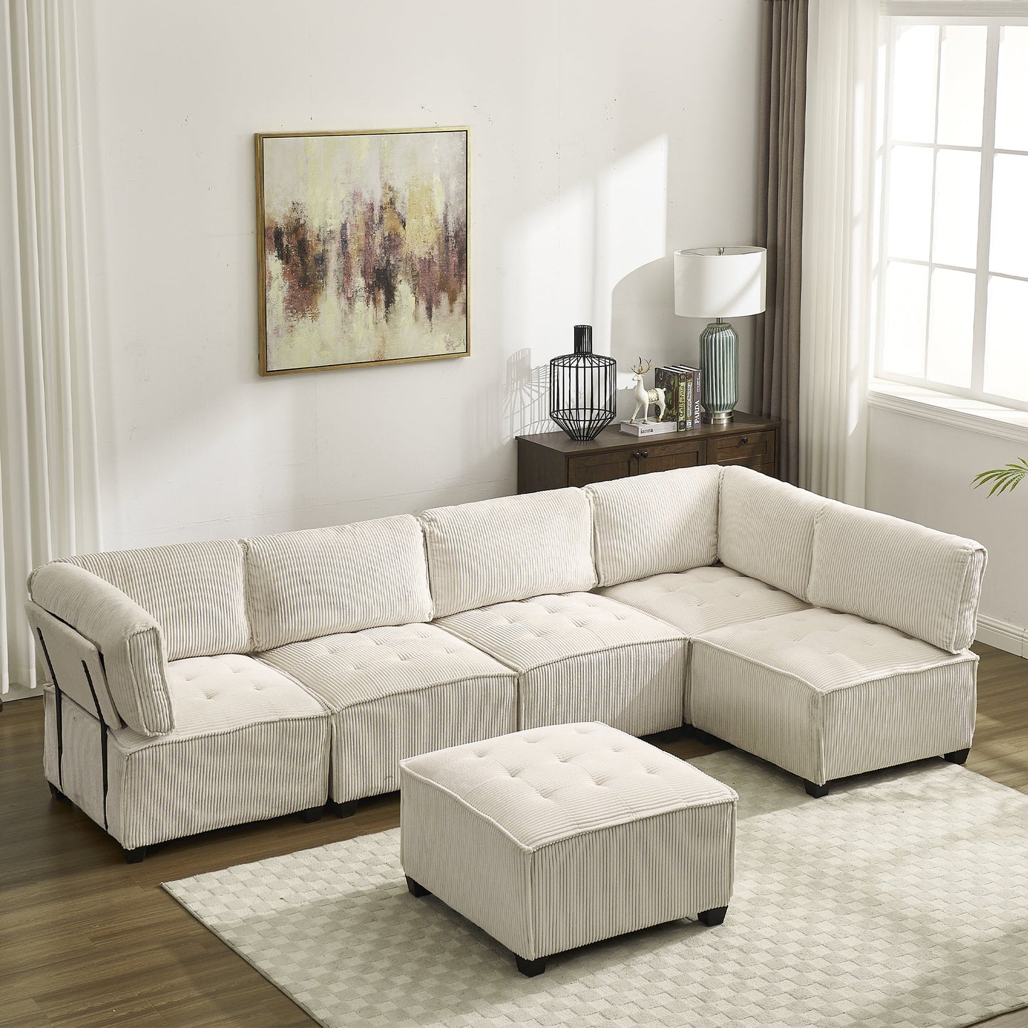 UNITED WE WIN Modular Sectional Sofa U Shaped Modular Couch with Reversible Chaise Modular Sofa Sectional Couch,6- Seat Convertible Sofa,Fit for Living Room