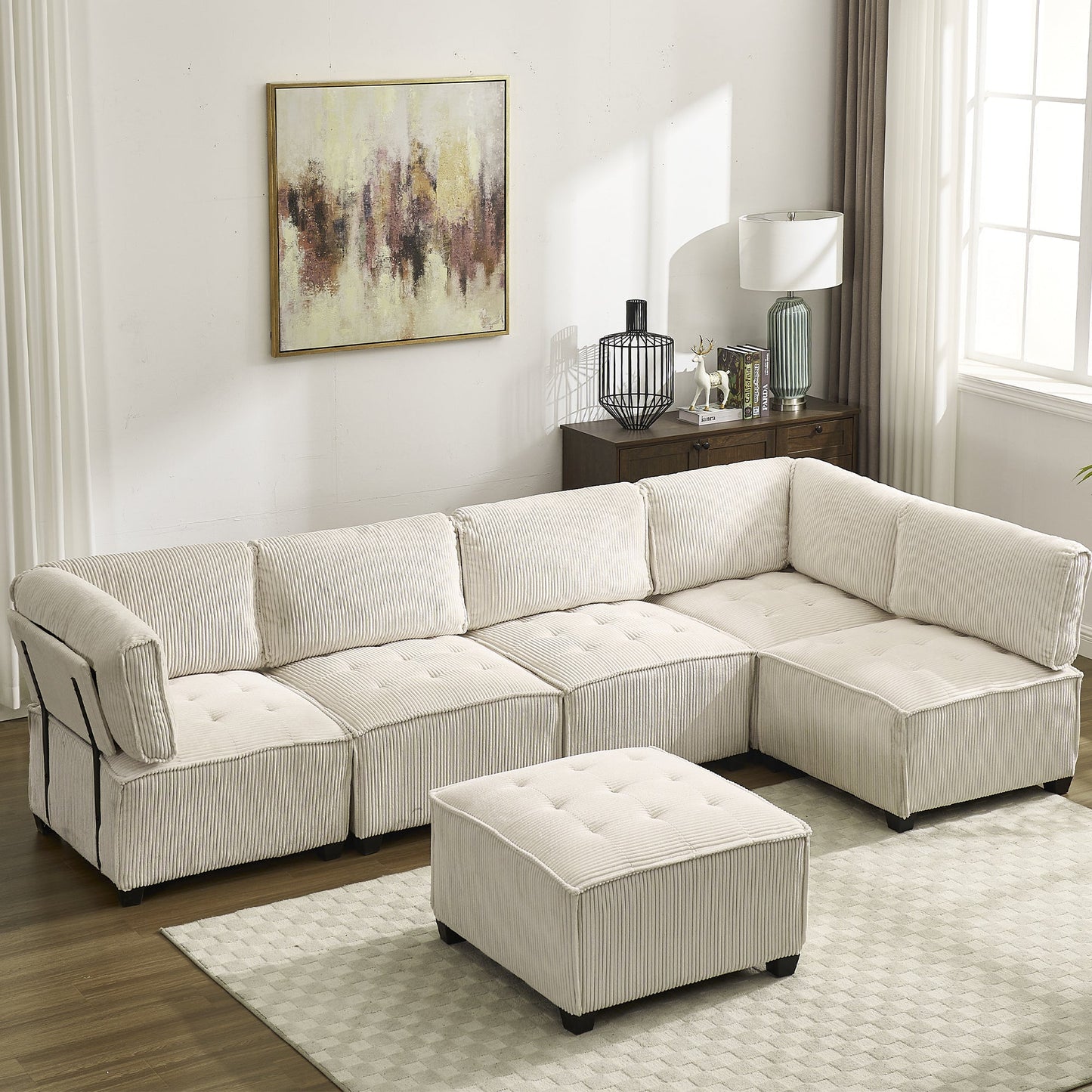 UNITED WE WIN Modular Sectional Sofa U Shaped Modular Couch with Reversible Chaise Modular Sofa Sectional Couch,6- Seat Convertible Sofa,Fit for Living Room