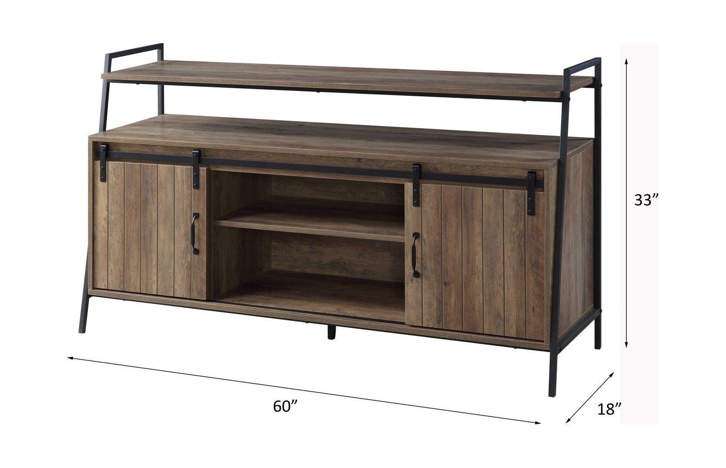Rashawn Rustic Oak & Black Finish TV Stand