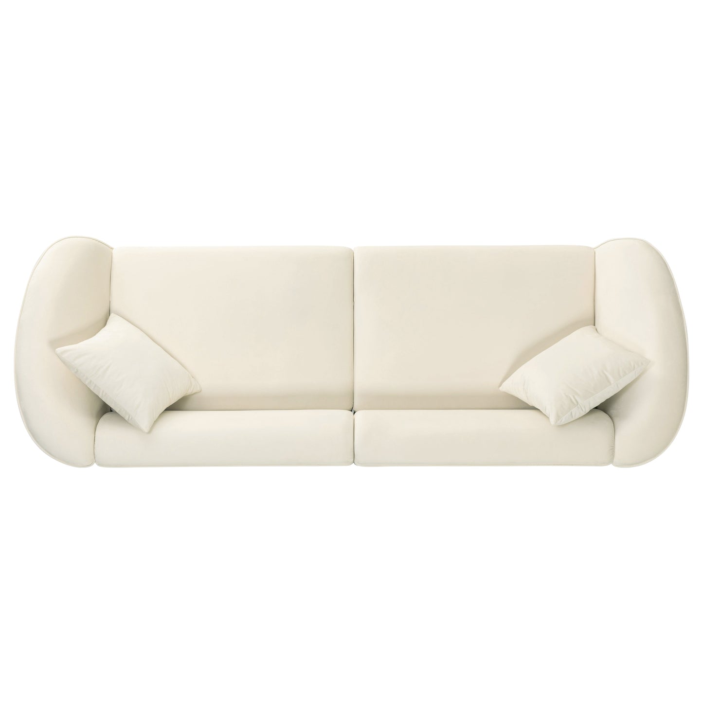 87' Curved Contemporary Sofa in Off-White: Plush Seating, Streamlined Design, and Durable Frame – Ideal for Stylish Living Spaces