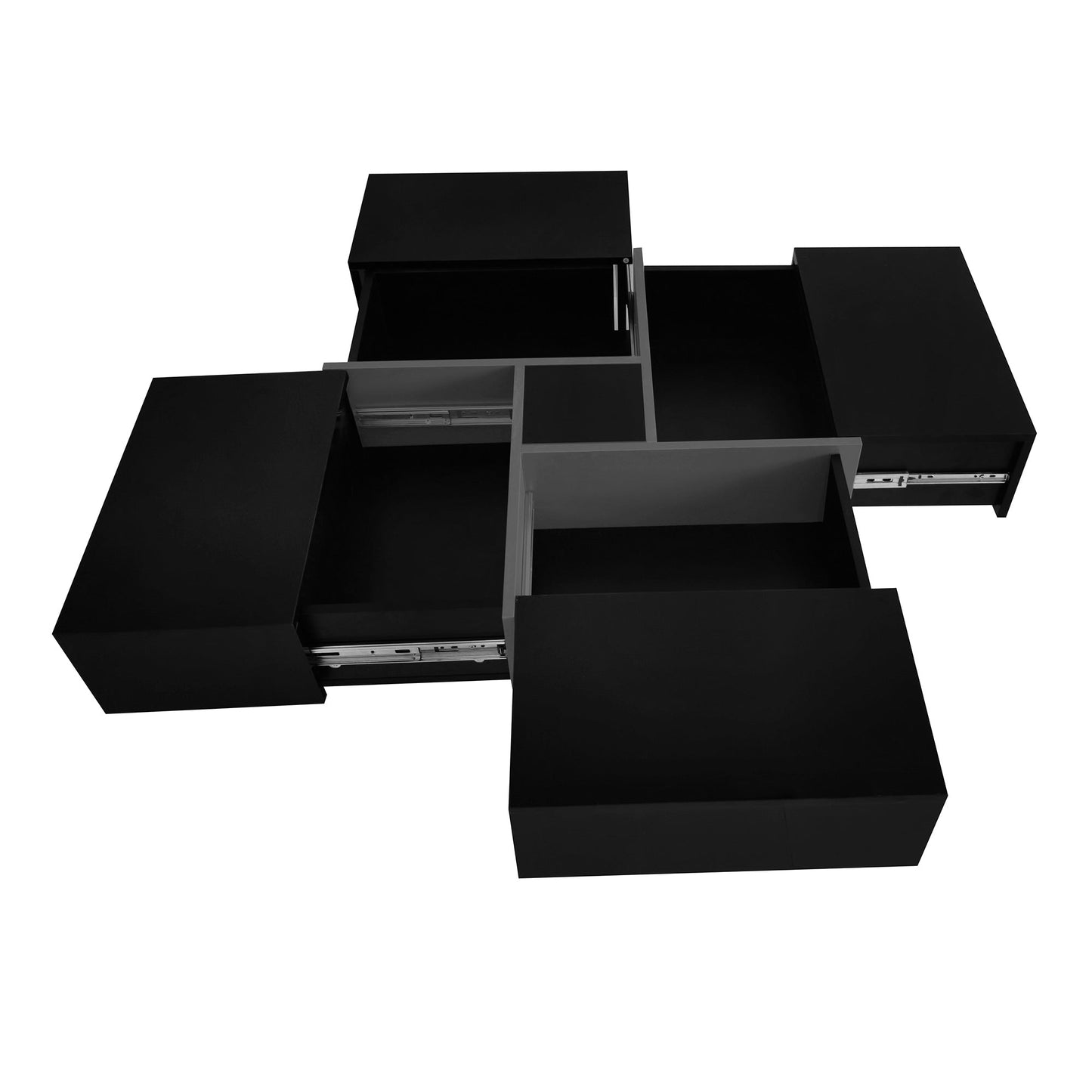 ON-TREND Unique Design Coffee Table with 4 Hidden Storage Compartments, Square Cocktail Table with Extendable Sliding Tabletop, UV High-gloss Design Center Table for Living Room, 31.5'x 31.5'