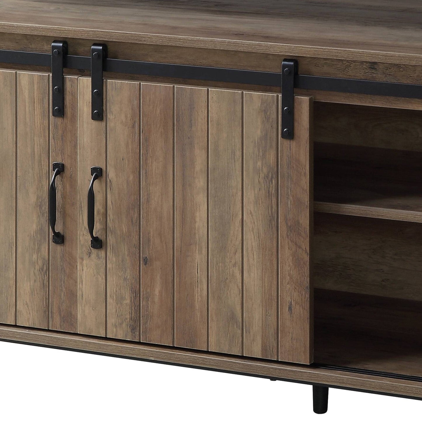 Rashawn Rustic Oak & Black Finish TV Stand