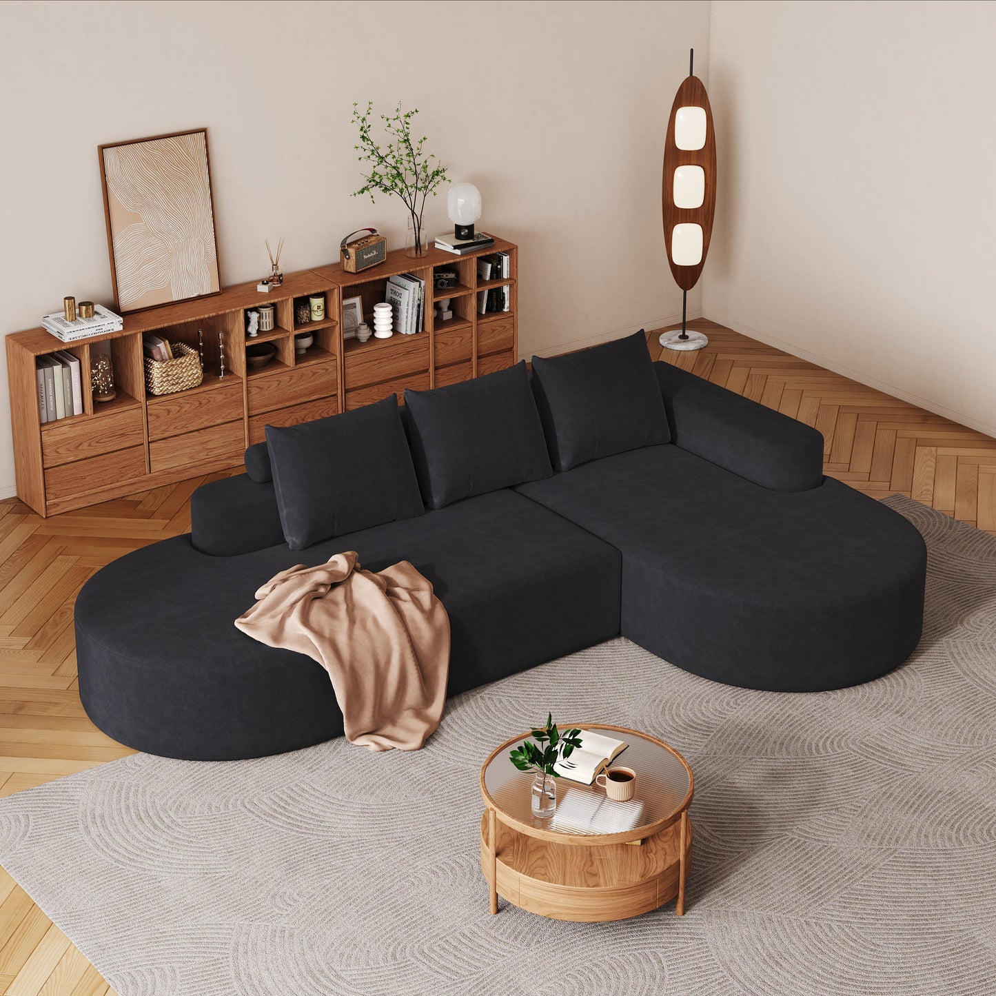 Modern Curved sofa ,Chenille Upholstered Sectional Sofa Couch Set,Modular 108.5' L Shaped Sectional Living Room Sofa Set With 3 Pillows,Free Combination Sofa Couch for Living Room,Bedroom