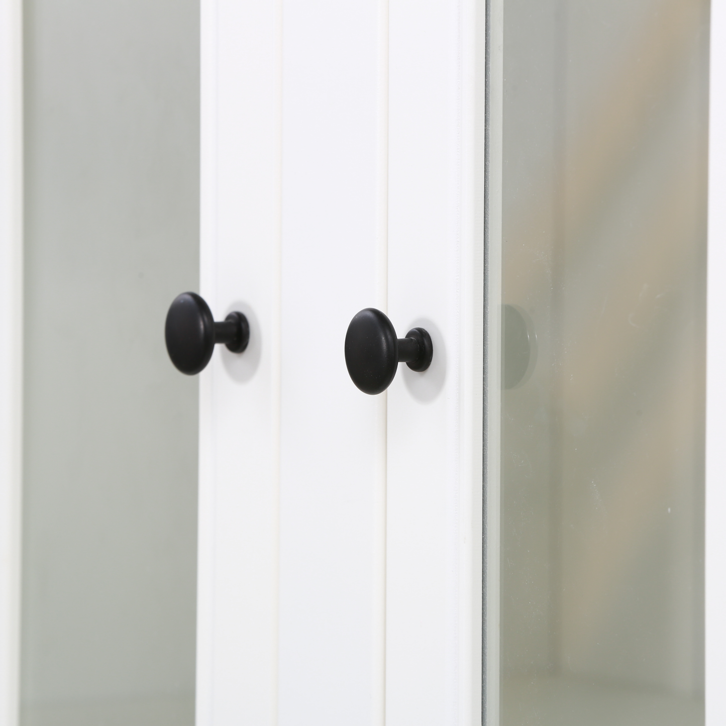 75.25'' Tall Display Cabinet and Two Triangle Sided Bookshelves, 69.25'' Wide Retro Style Wall Suit with Glass Doors, for Hallways, Living room, Office, Studio or Workspace - White