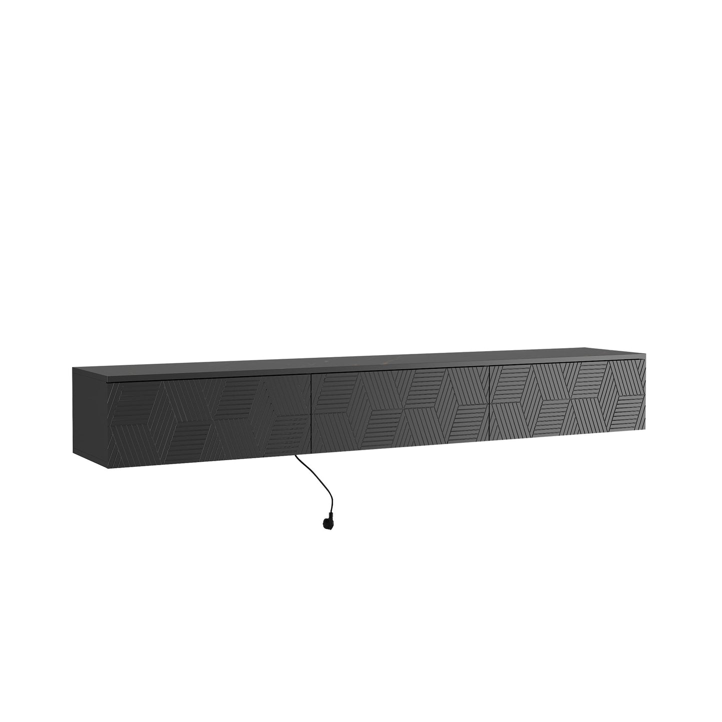 Floating TV Stand Wall Mounted with 16 Color LEDs,67' Modern TV Stand, Floating TV Cabinet Entertainment Center for 55 60 65 Inch TV,Black