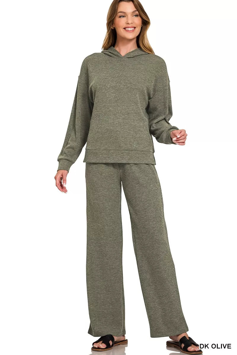 Zenana Ribbed Long Sleeve Hoodie - Lee's Retail