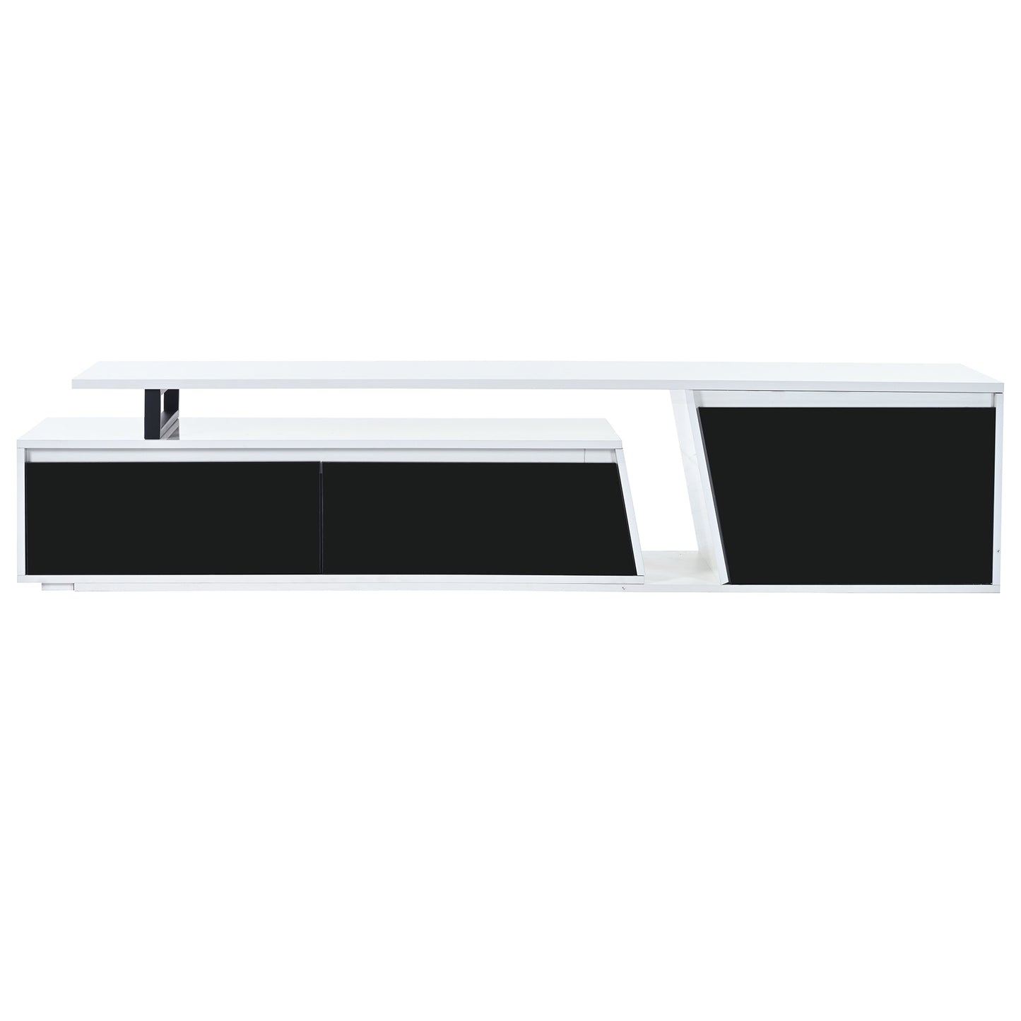 U-Can Modern, Minimalist Rectangle Extendable TV Stand, TV Cabinet with 2 Drawers and 1 Cabinet for Living Room, Up to 100''