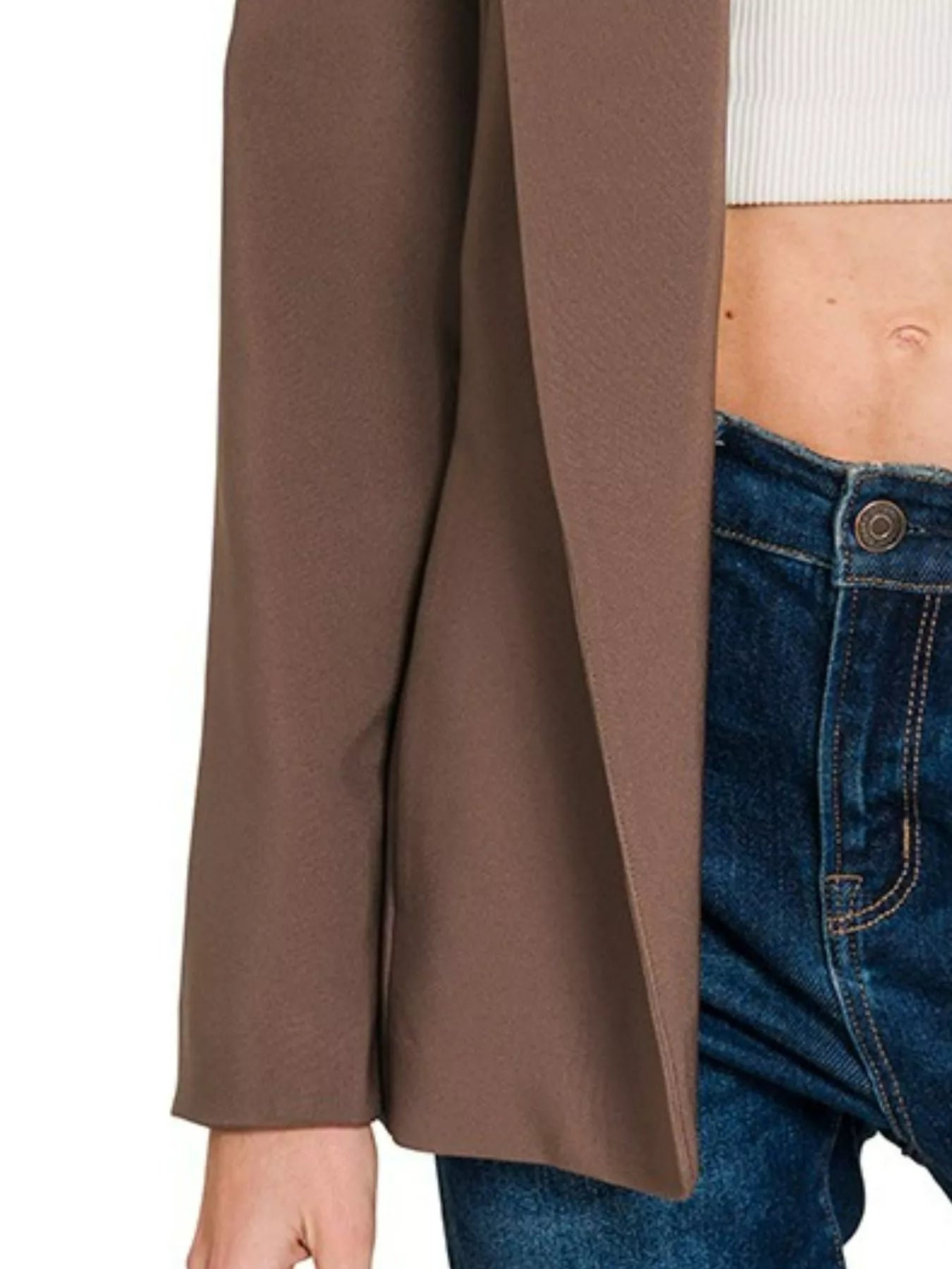 Zenana Woven Long Sleeve Blazer With Lining - Lee's Retail
