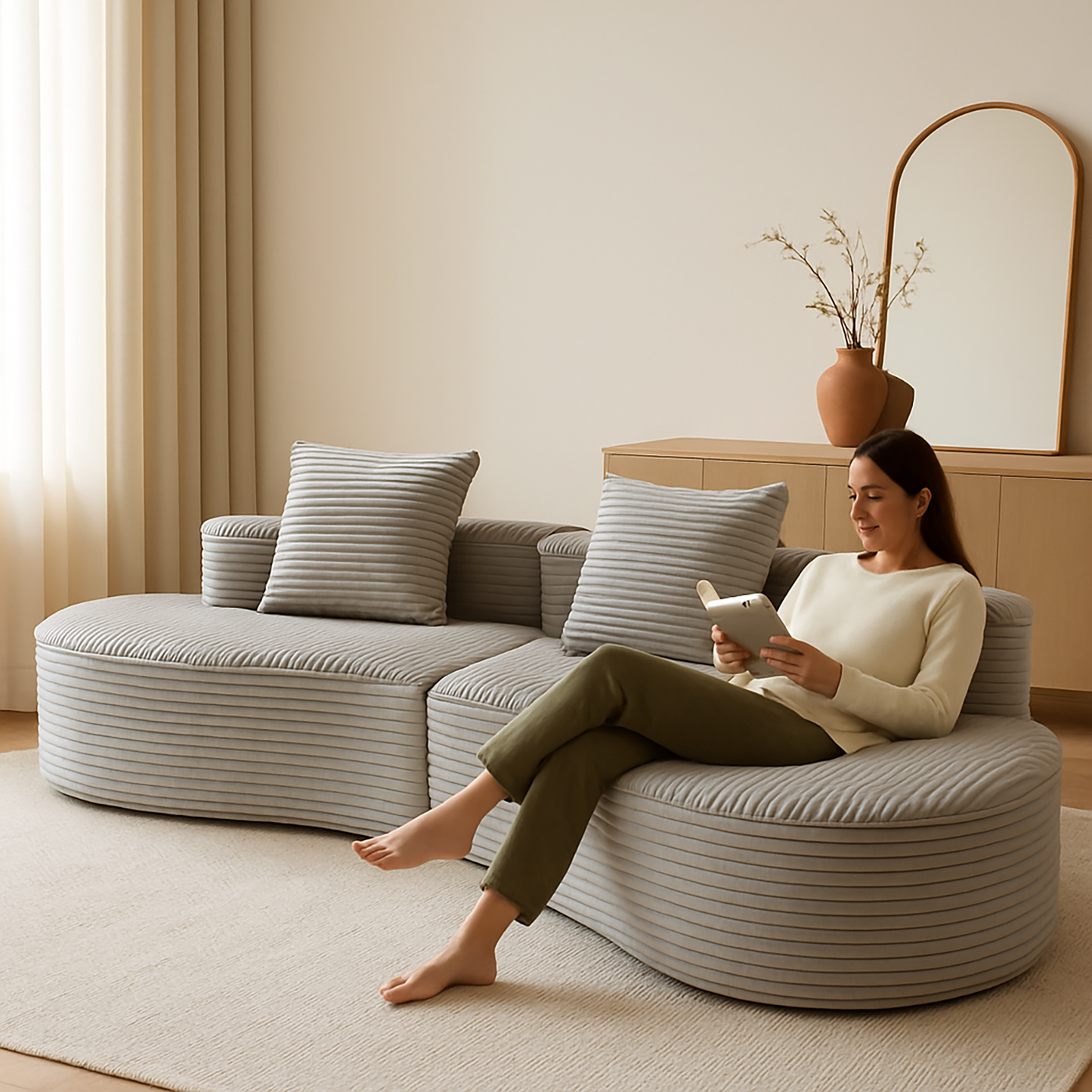 Compressed Sofa:Moon Bay Sofa-YKX-33003A-2-Smoke Grey
