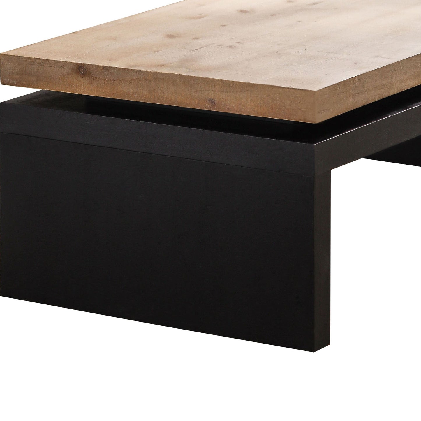 Modern Industrial Coffee Table – Two-Tone Wood Center Table with Floating Top Design 47.6' L * 23.6' W * 16.3' H